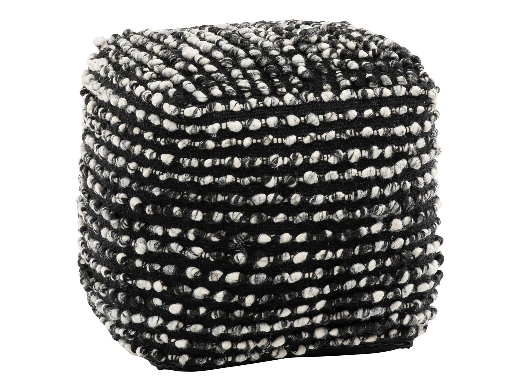 Irene Black/Off White Pouf - Ornate Home
