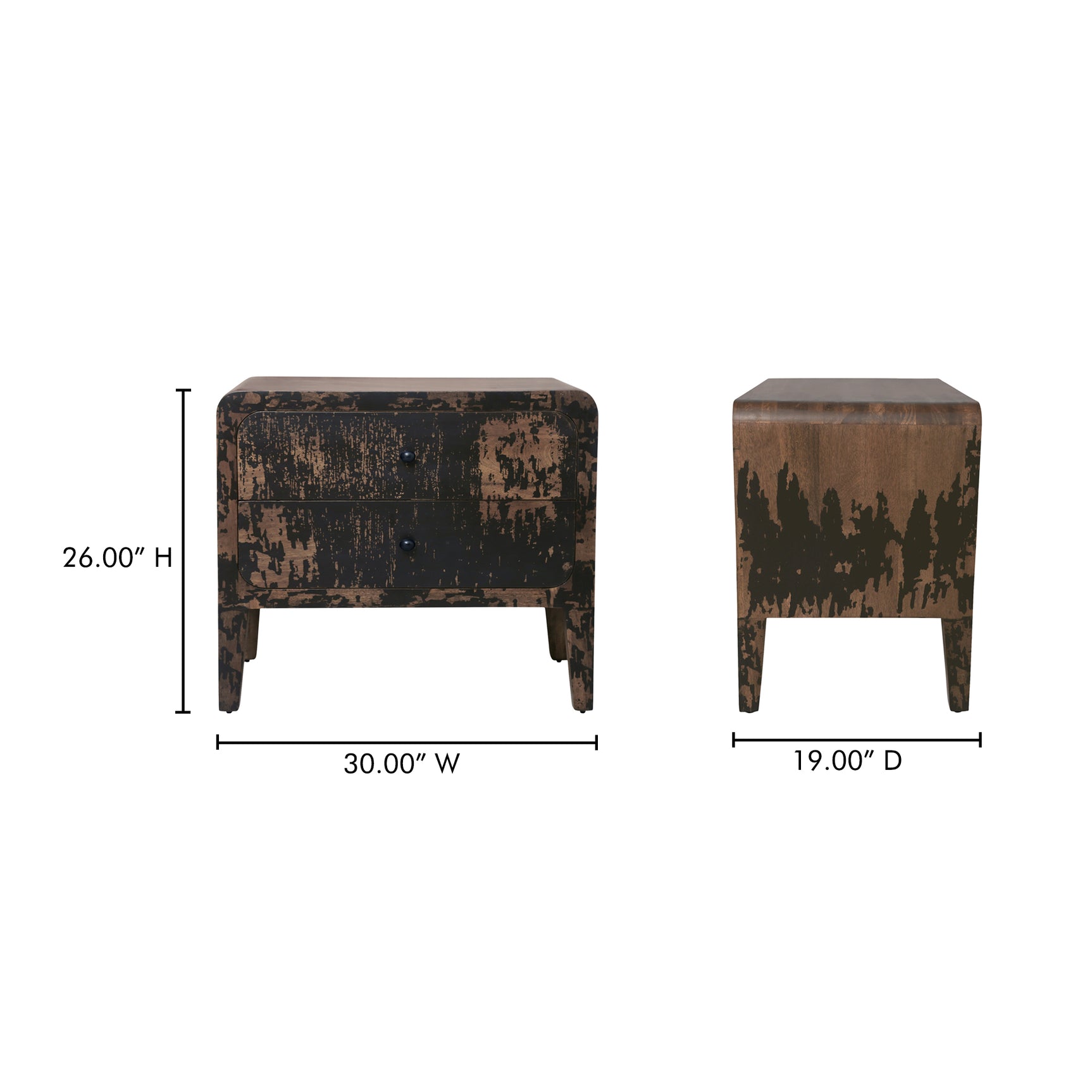 Iris Distressed Black Nightstand - Ornate Home