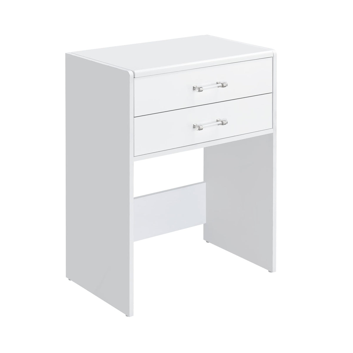 Irvine Glossy White Mini Dressing Table with Stool, LED and USB - Ornate Home