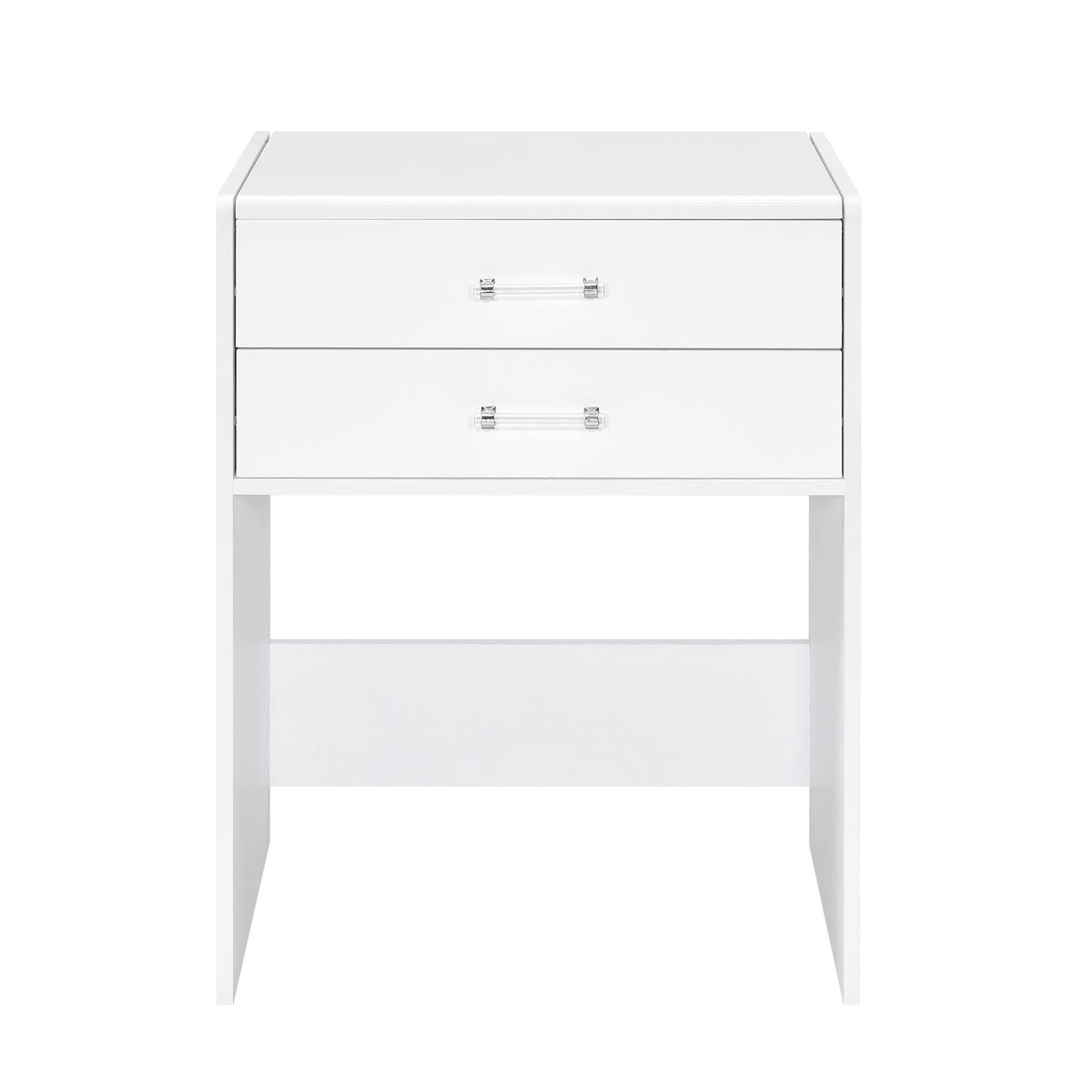 Irvine Glossy White Mini Dressing Table with Stool, LED and USB - Ornate Home