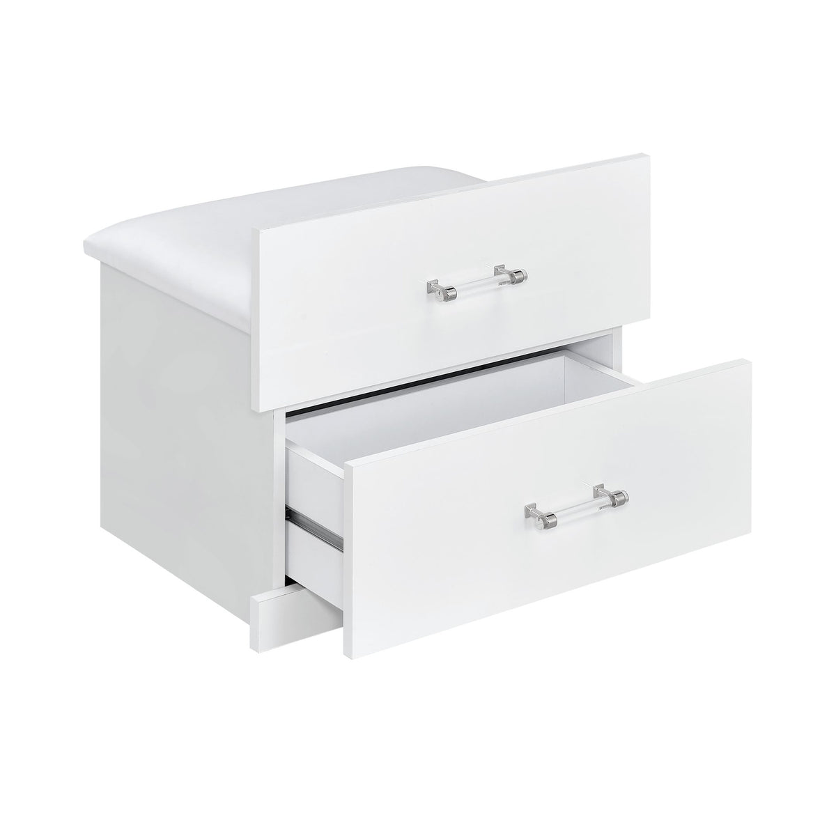 Irvine Glossy White Mini Dressing Table with Stool, LED and USB - Ornate Home