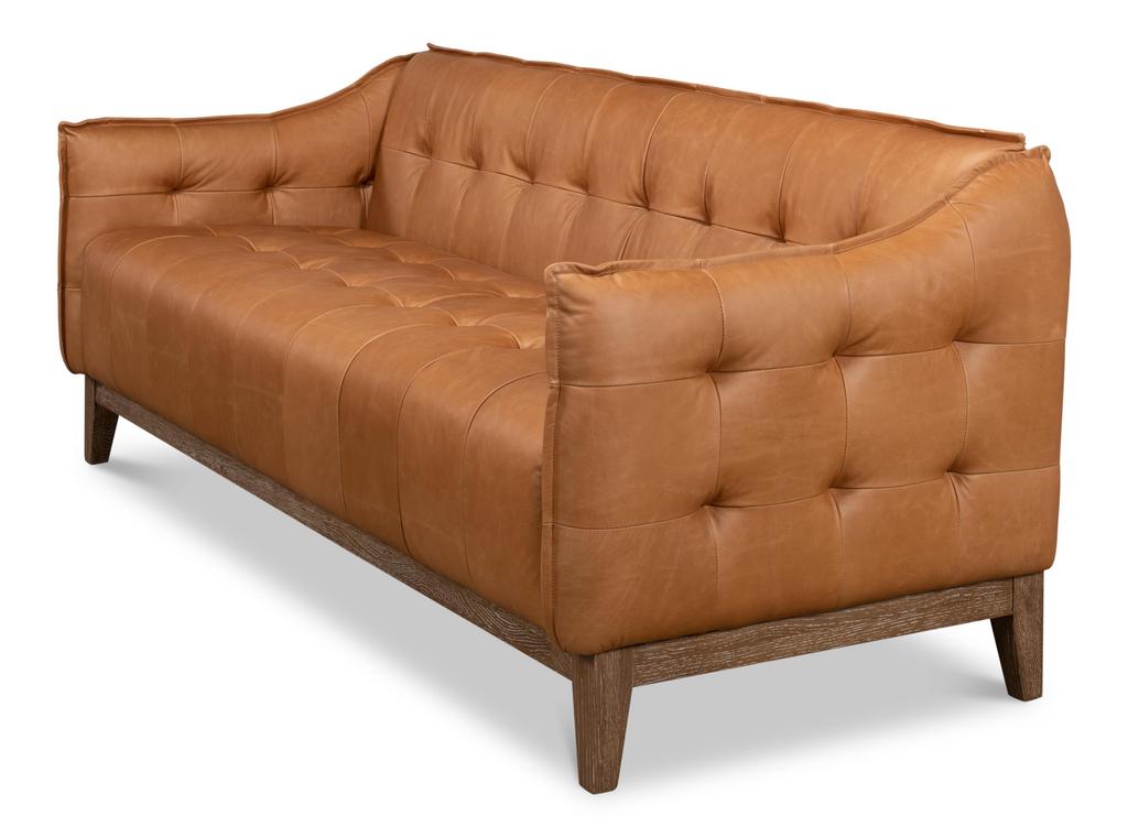 Isaac Brown Leather Sofa - Ornate Home