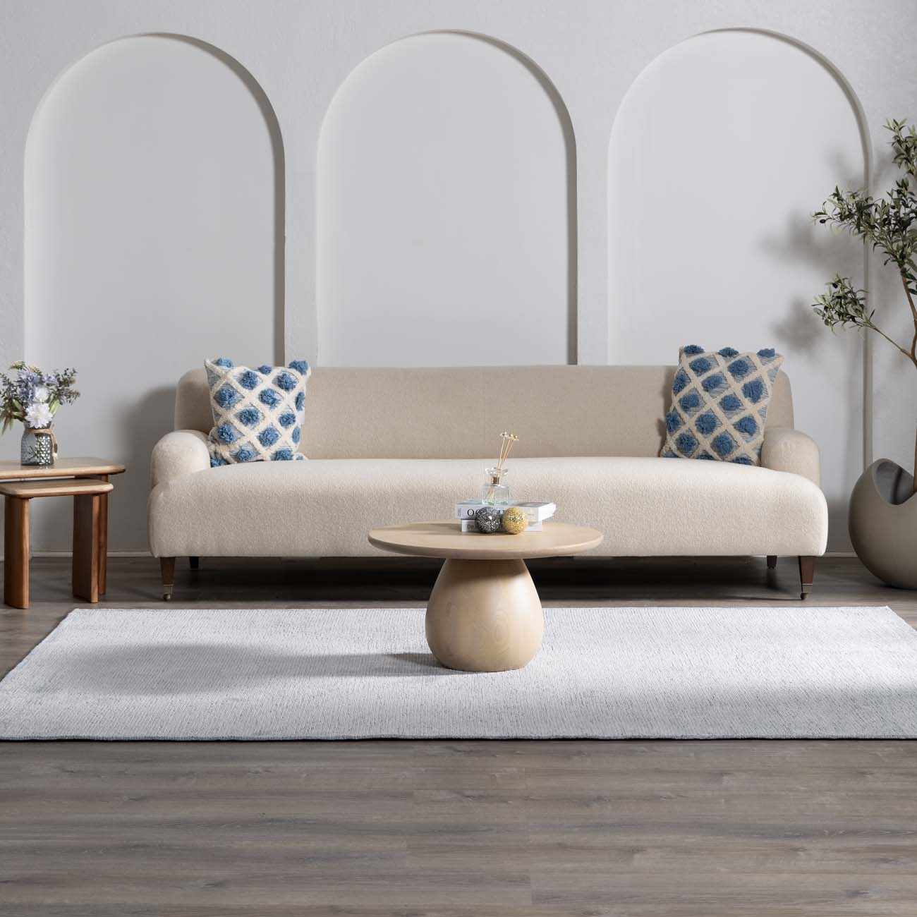 Isako Blue & Gray Solid Washable Area Rug - Clearance - Ornate Home