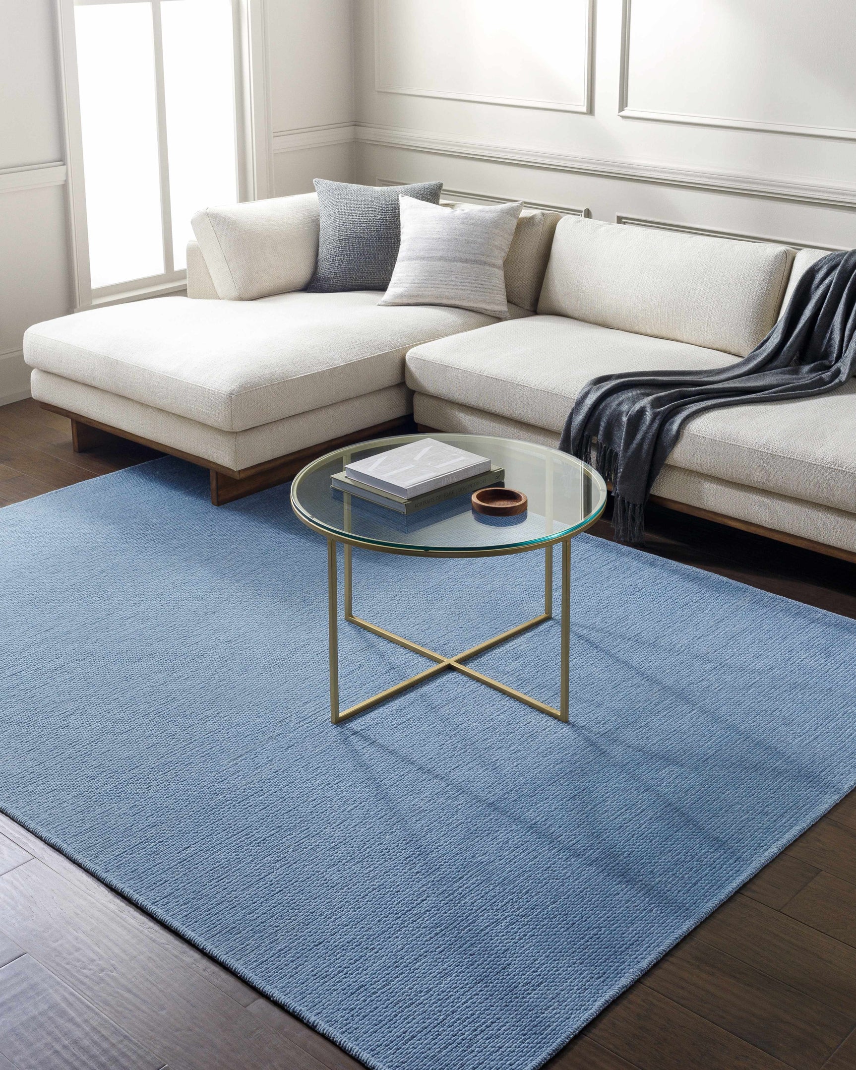 Isako Blue Solid Washable Area Rug - Clearance - Ornate Home