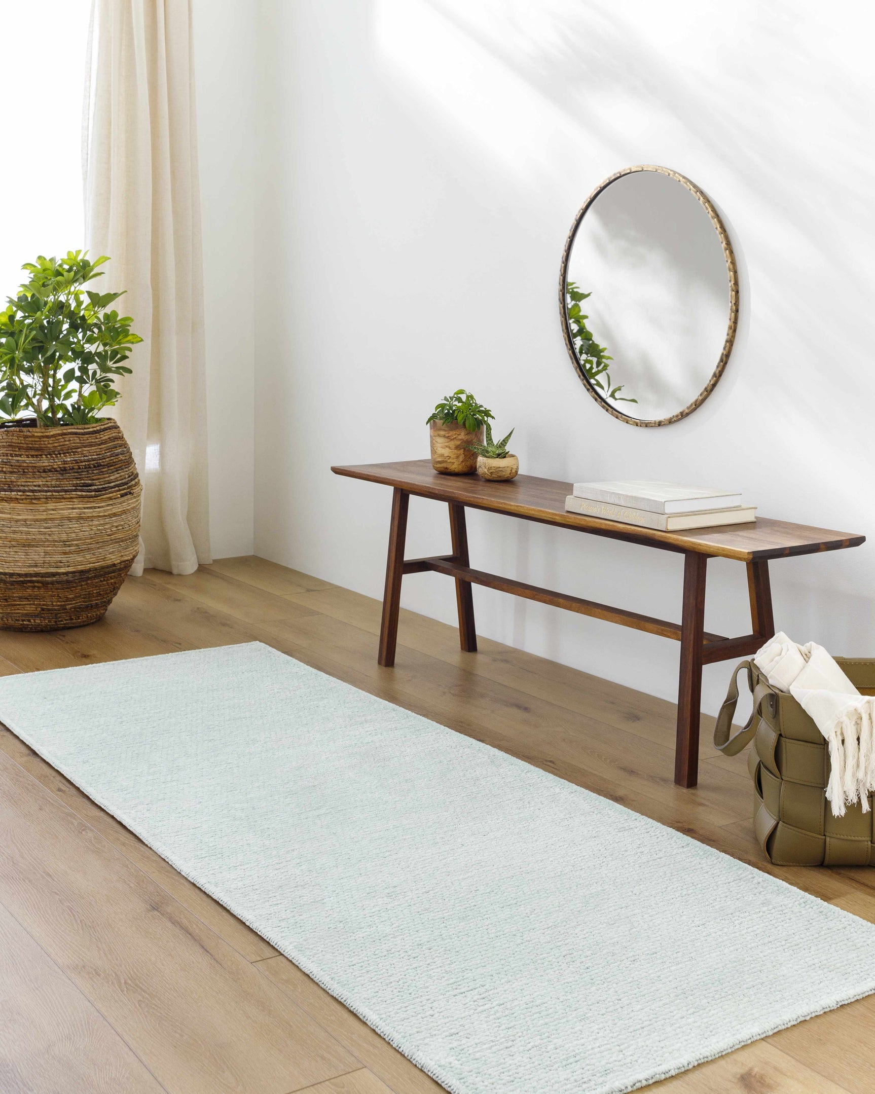 Isako Seafoam Solid Washable Area Rug - Clearance - Ornate Home