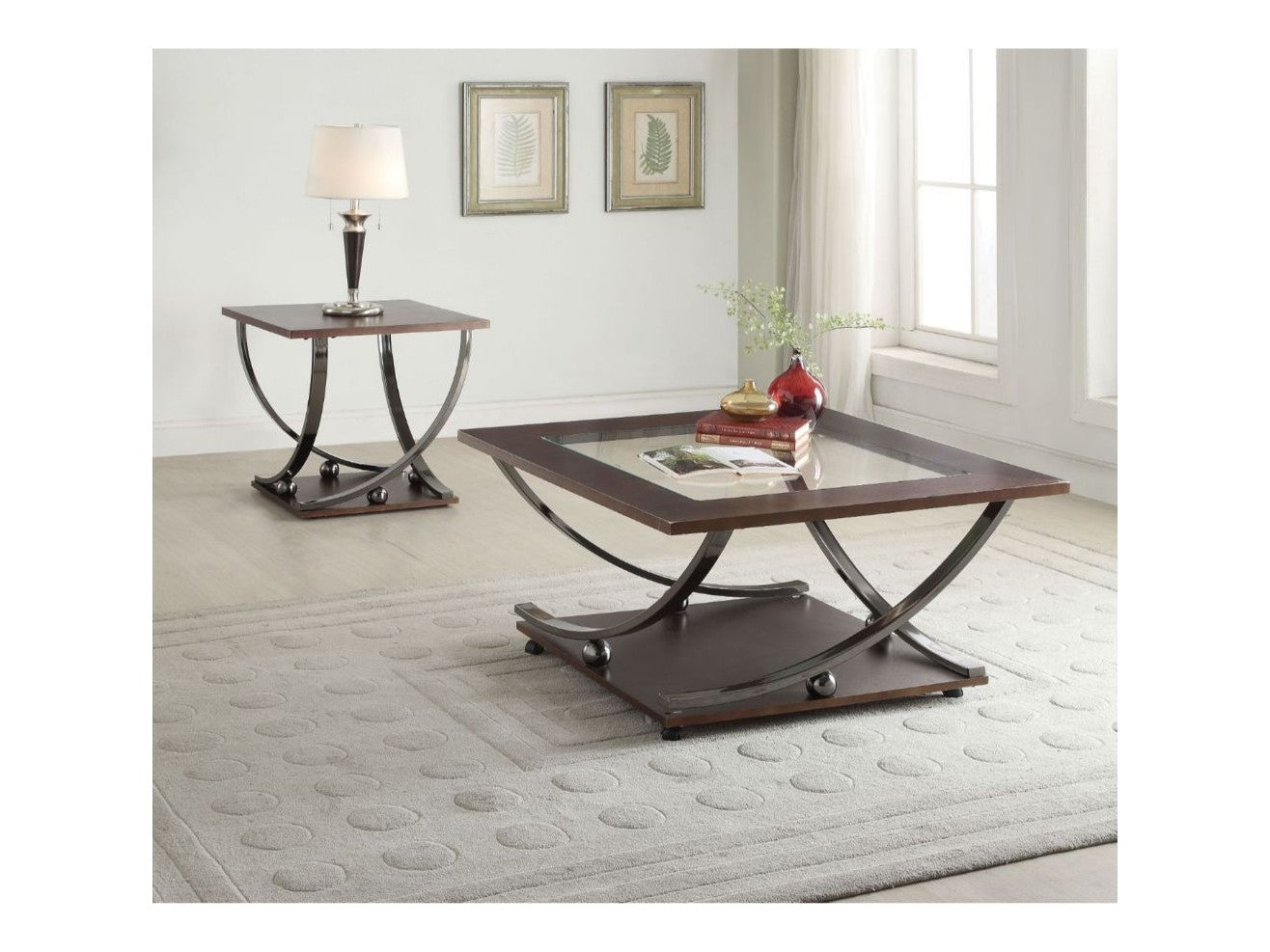 Isiah Black Nickel & Clear Glass Coffee Table - Ornate Home