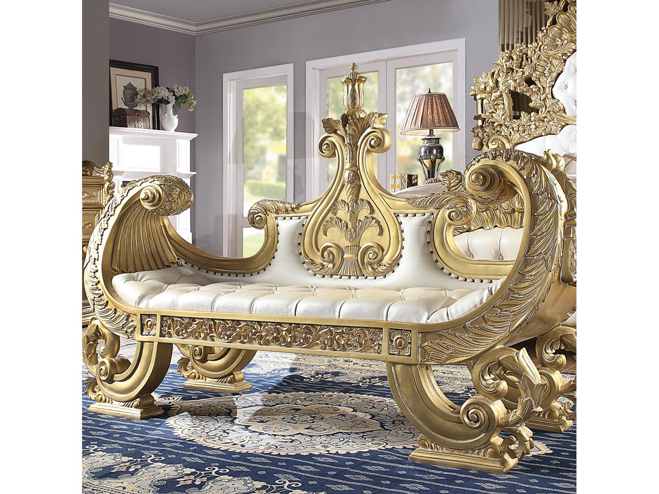 Isidora Bright Gold Bench / HD-8086 - Ornate Home