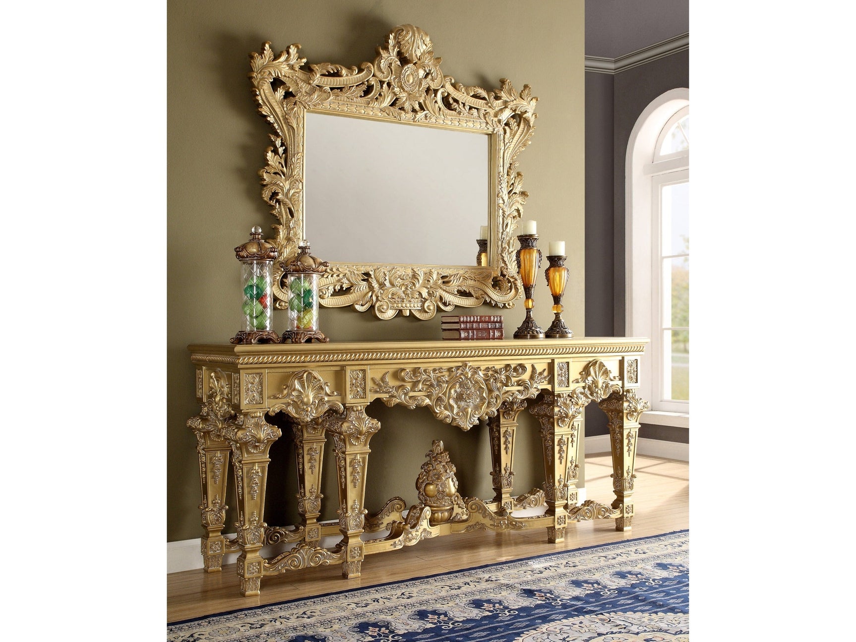 Isidora Bright Gold Console Table / HD-8086 - Ornate Home