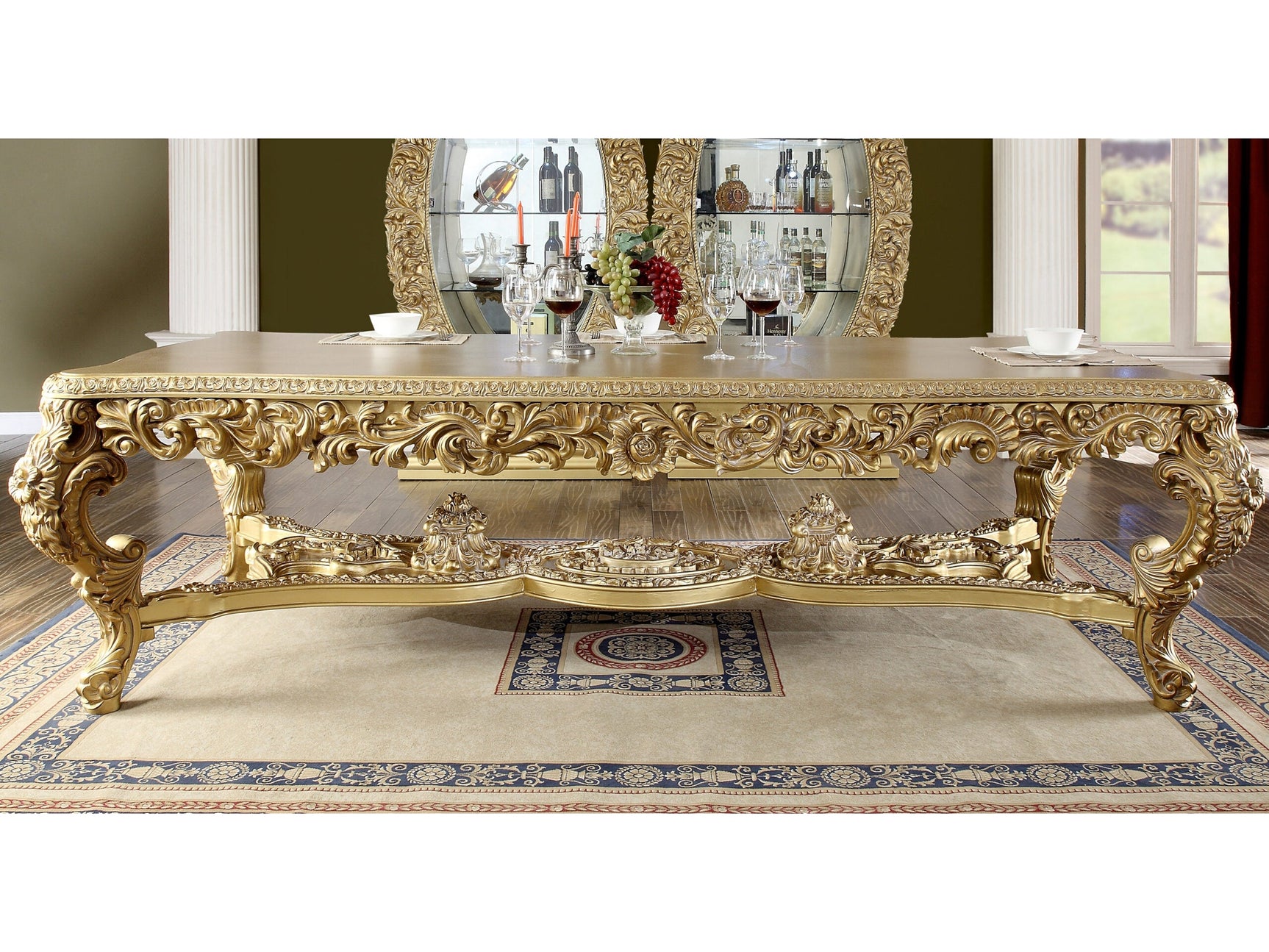 Isidora Bright Gold Rectangular Dining Table / HD-8086 - Ornate Home
