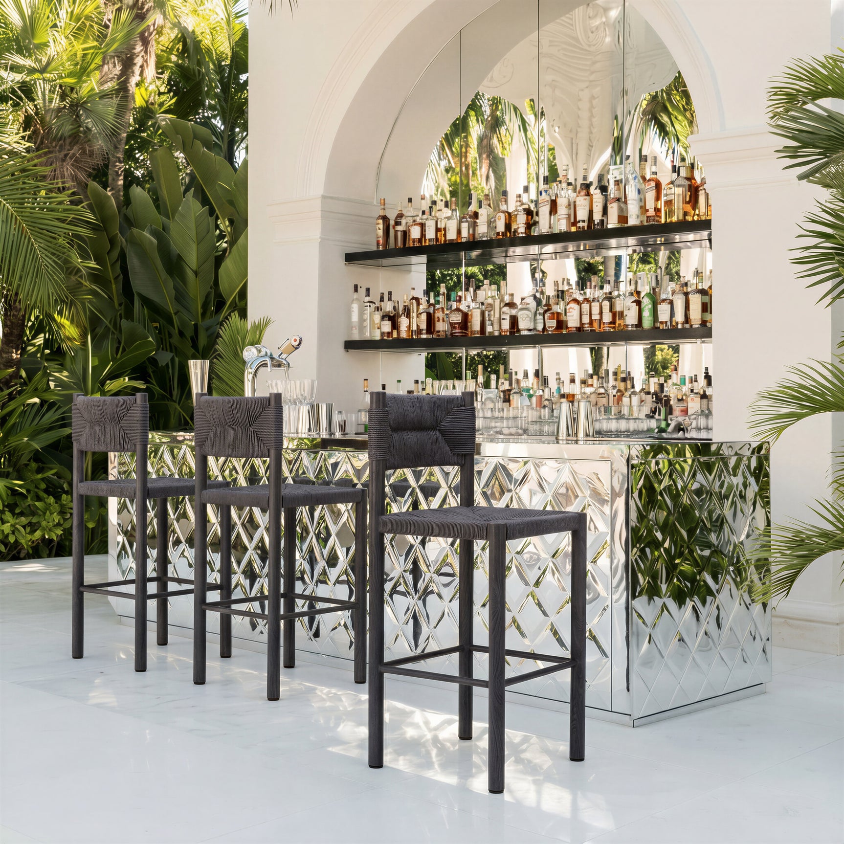 Iska Black Barstool (Set of 2) - Ornate Home