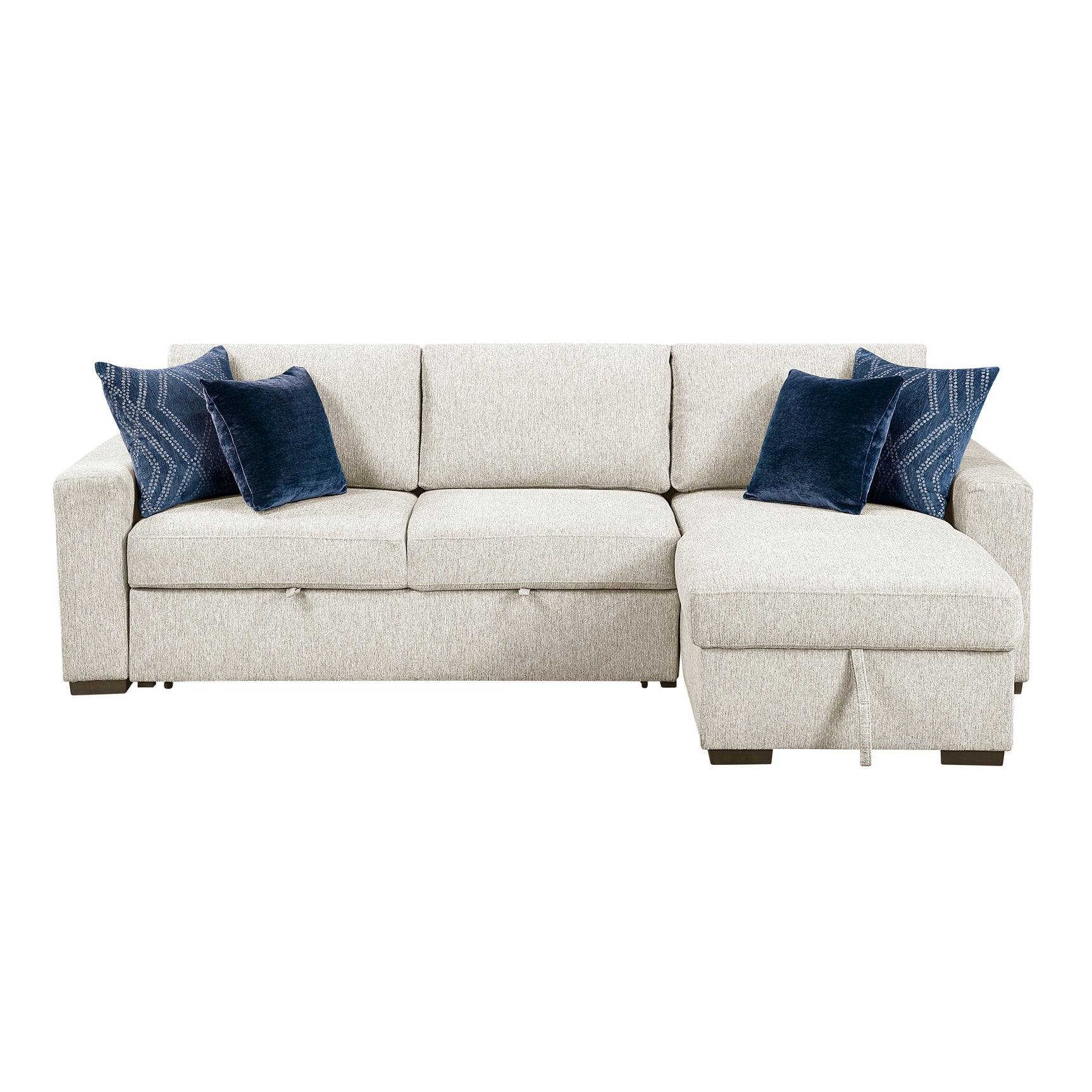 Isla Beige 2-Piece Sectional w/ Reversible Chaise & Pull-Out Bed - Ornate Home