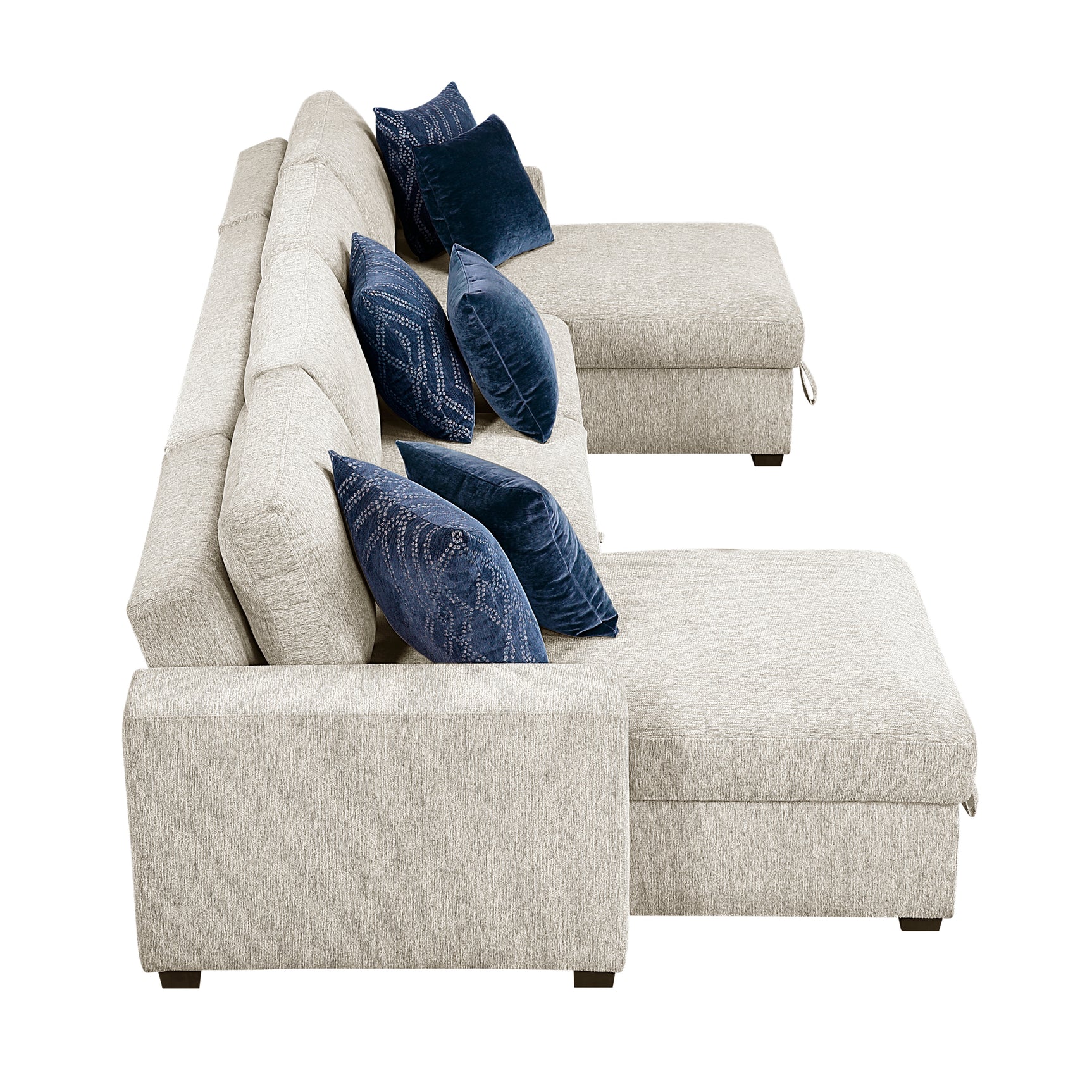 Isla Beige 3-Piece Sectional w/ Reversible Chaises & Pull-Out Bed - Ornate Home