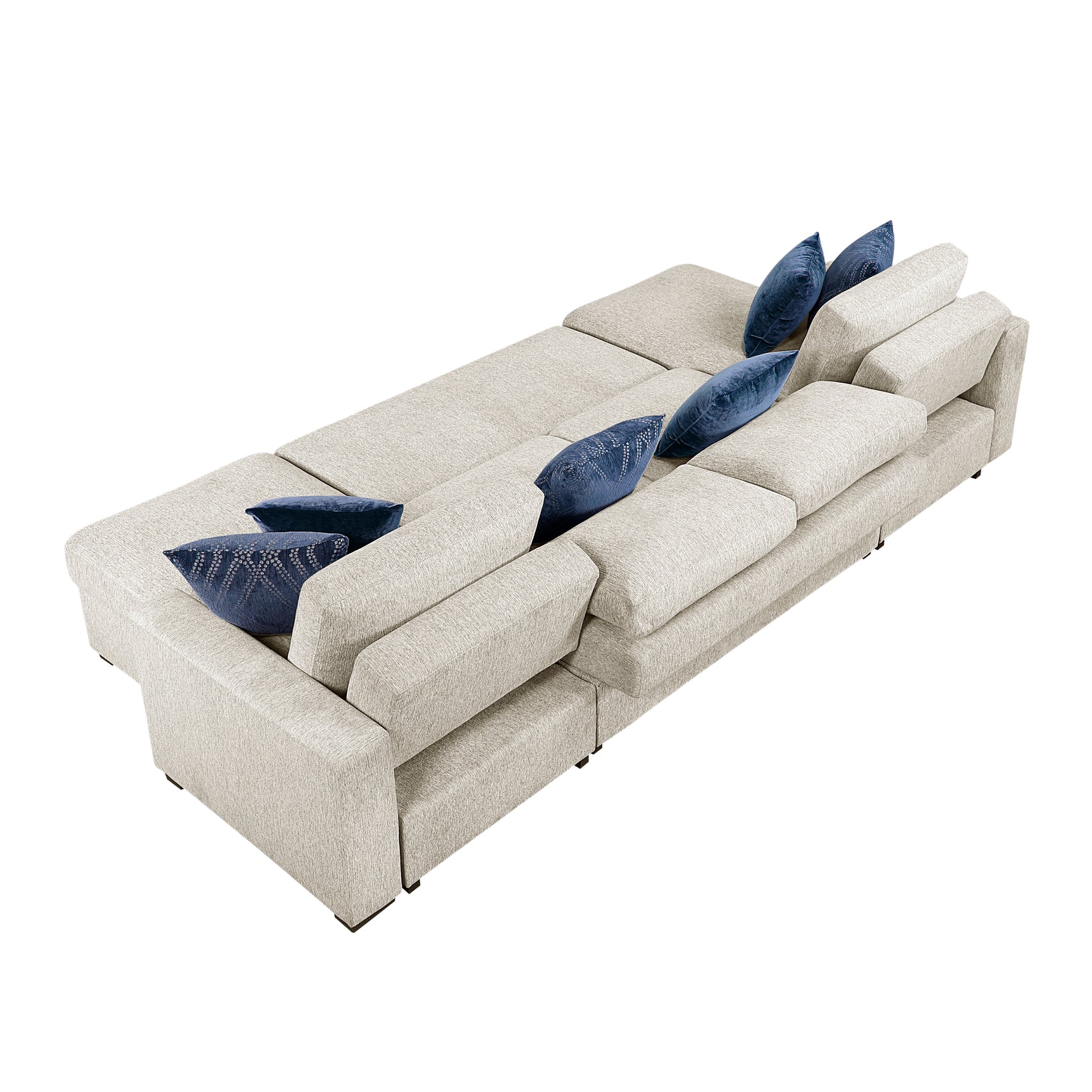 Isla Beige 3-Piece Sectional w/ Reversible Chaises & Pull-Out Bed - Ornate Home