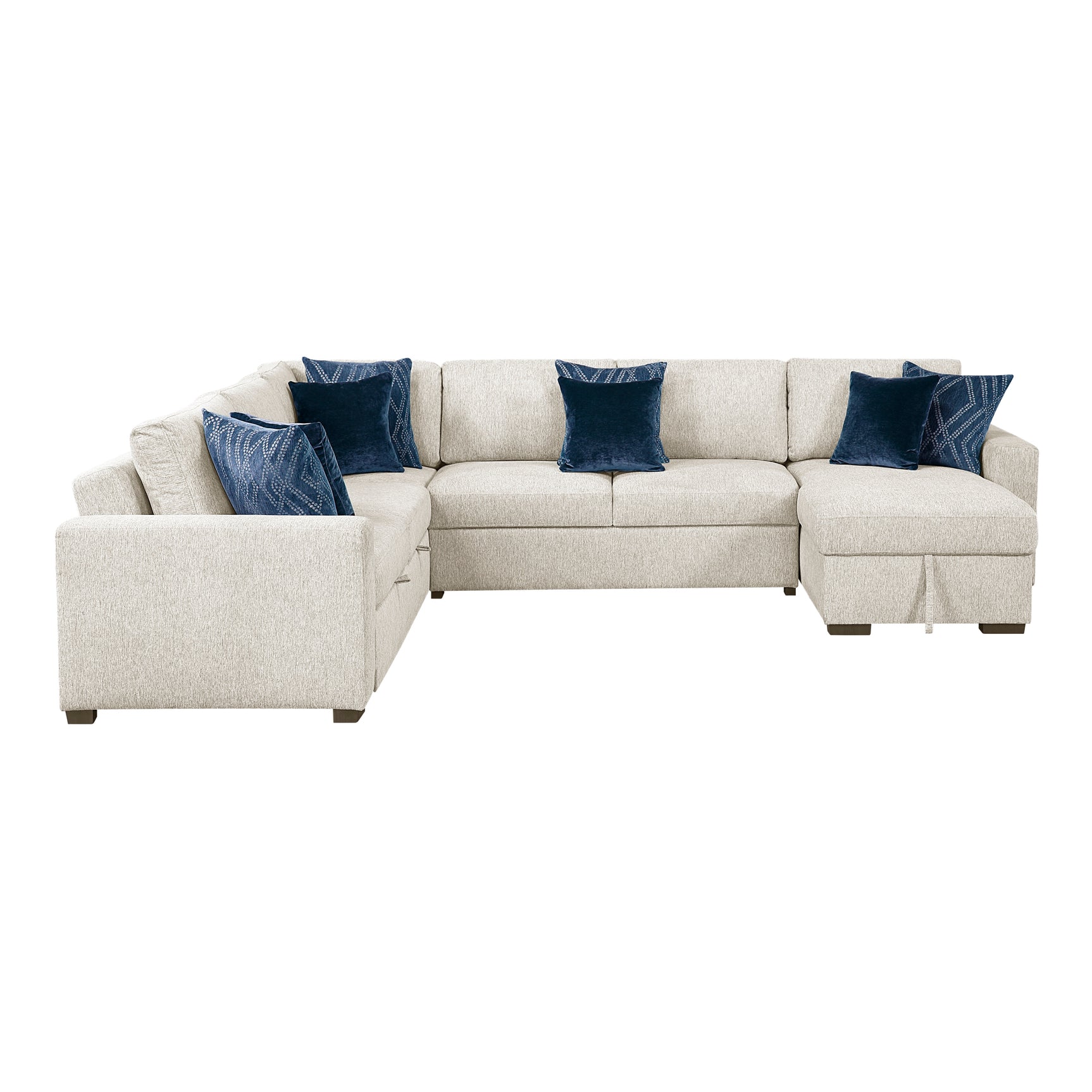 Isla Beige 4-Piece Sectional w/ Reversible Chaise & Pull-Out Bed - Ornate Home