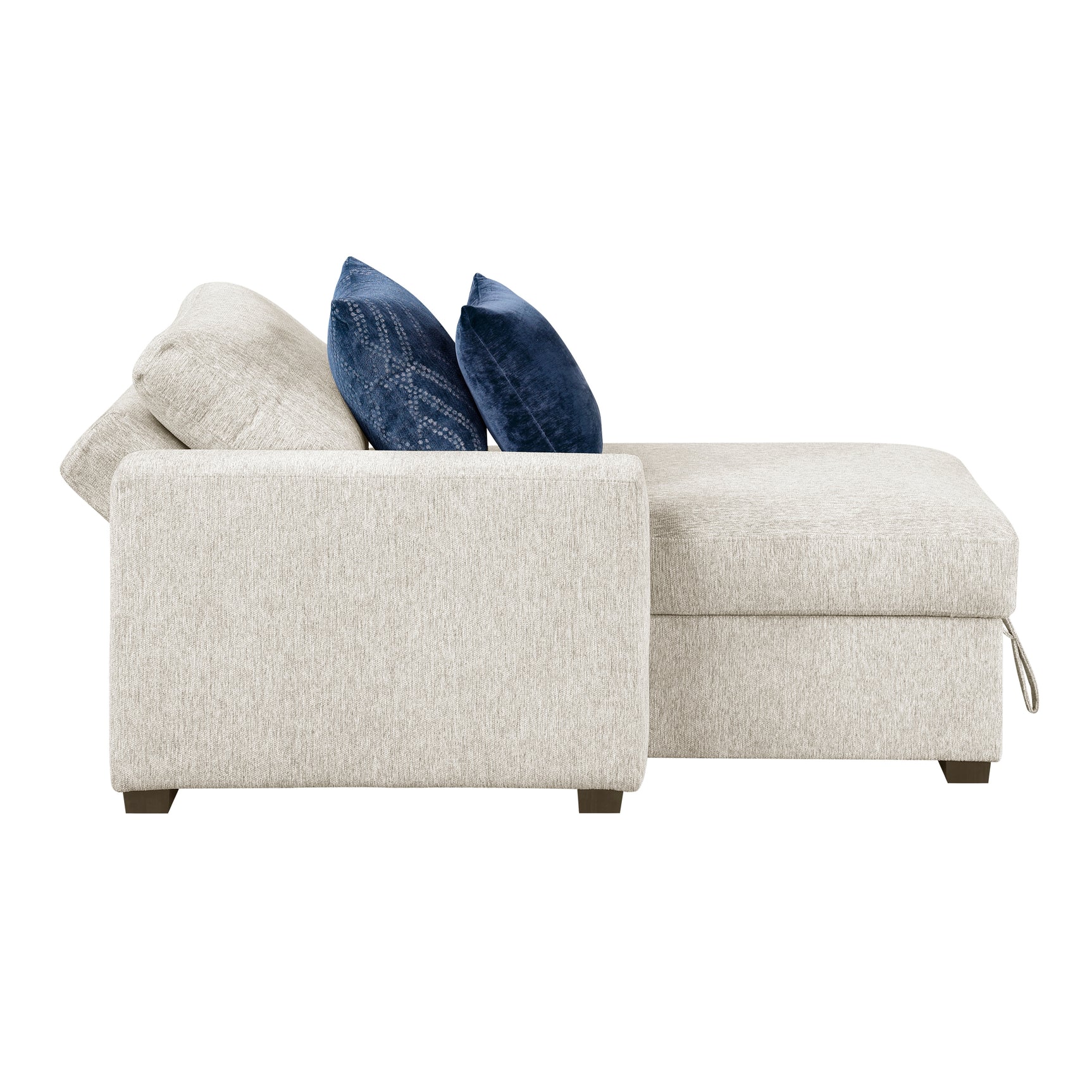 Isla Beige Chaise Lounge w/ Arms & Hidden Storage - Ornate Home