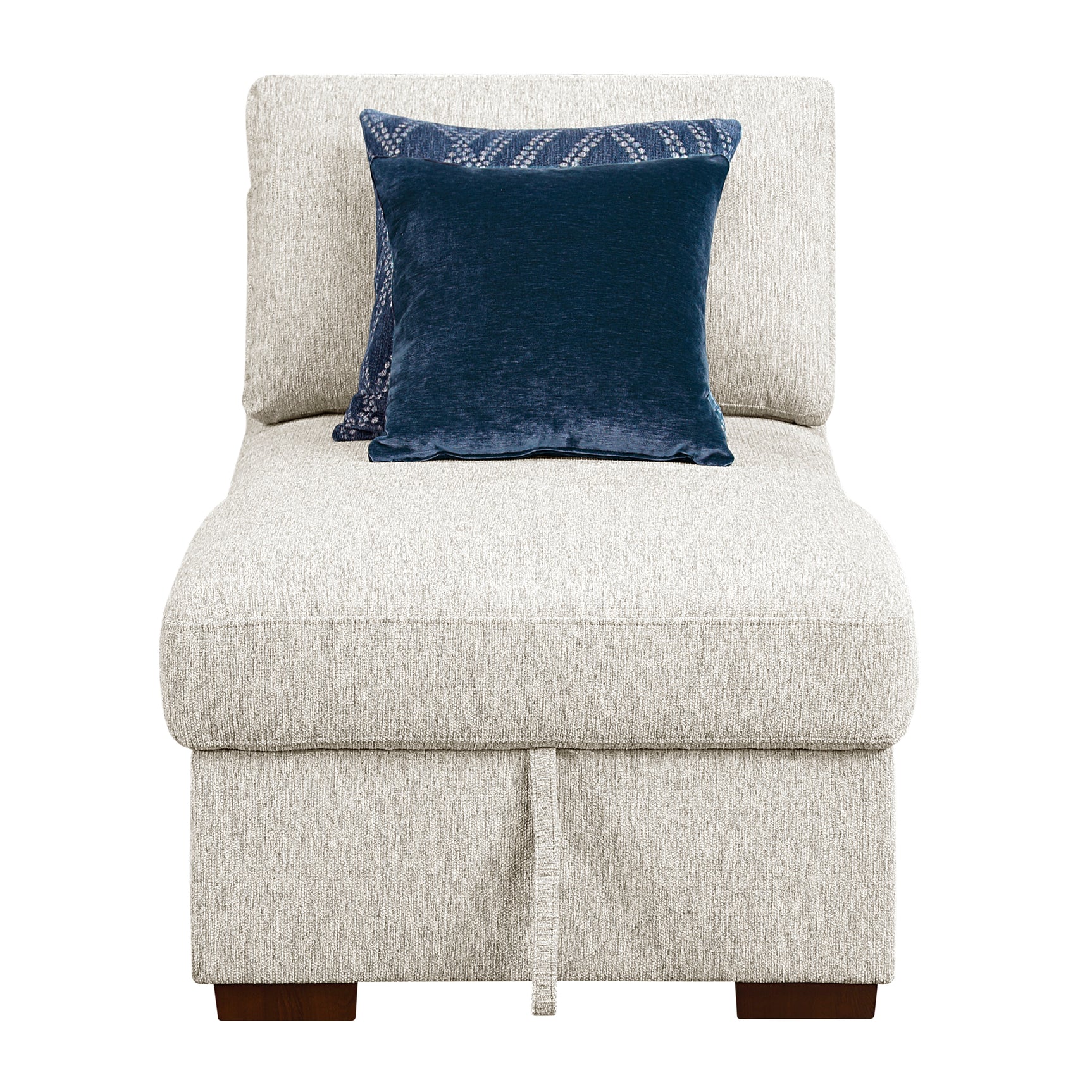 Isla Beige Chaise Lounge w/ Arms & Hidden Storage - Ornate Home