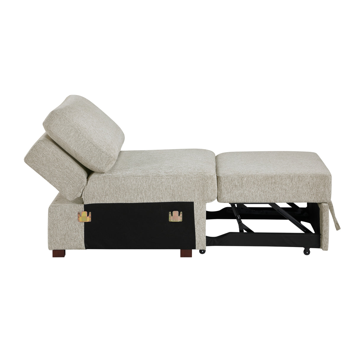 Isla Brown Convertible Armless Chair With Pull-out Bed And Click Motion Back - Ornate Home