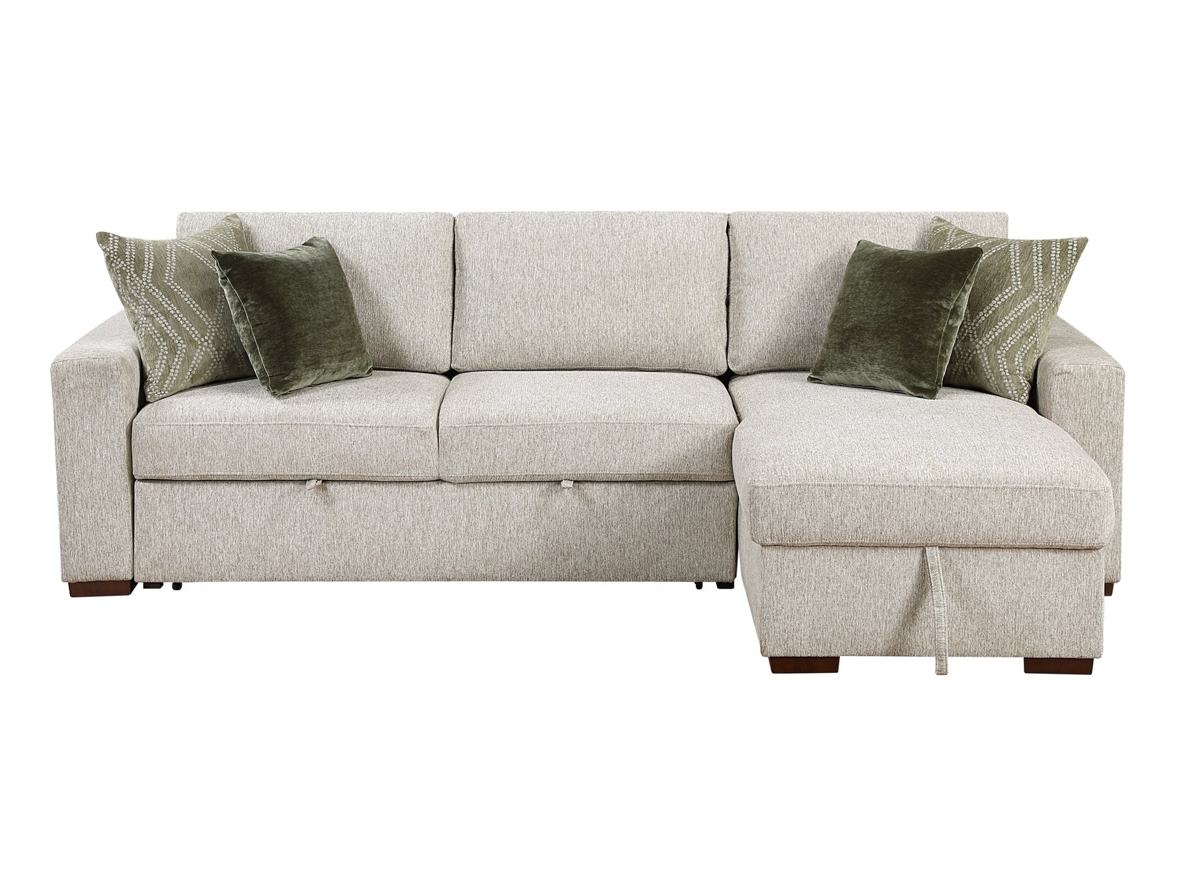 Isla Sand 2-Piece Sectional with Reversible Chaise and Pull-out Bed - Ornate Home