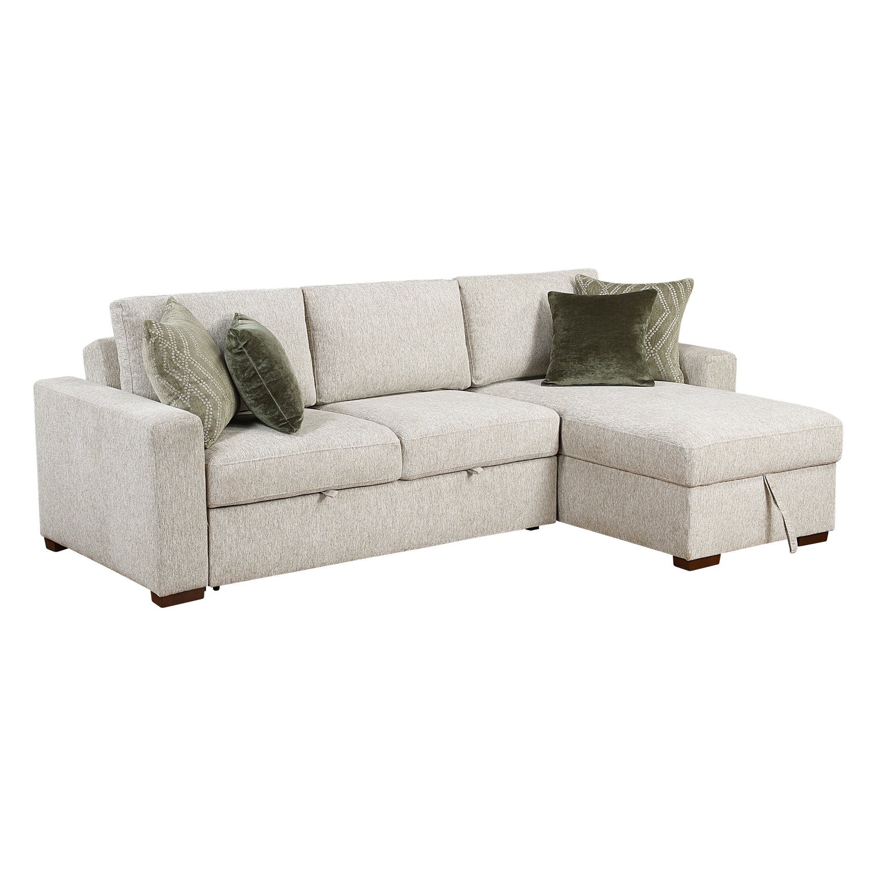 Isla Sand 2-Piece Sectional with Reversible Chaise and Pull-out Bed - Ornate Home