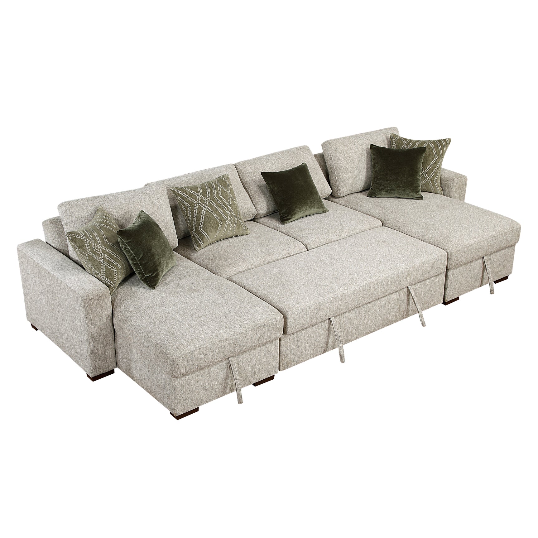 Isla Sand 3-Piece Sectional with Reversible Chaises and Pull-out Bed - Ornate Home