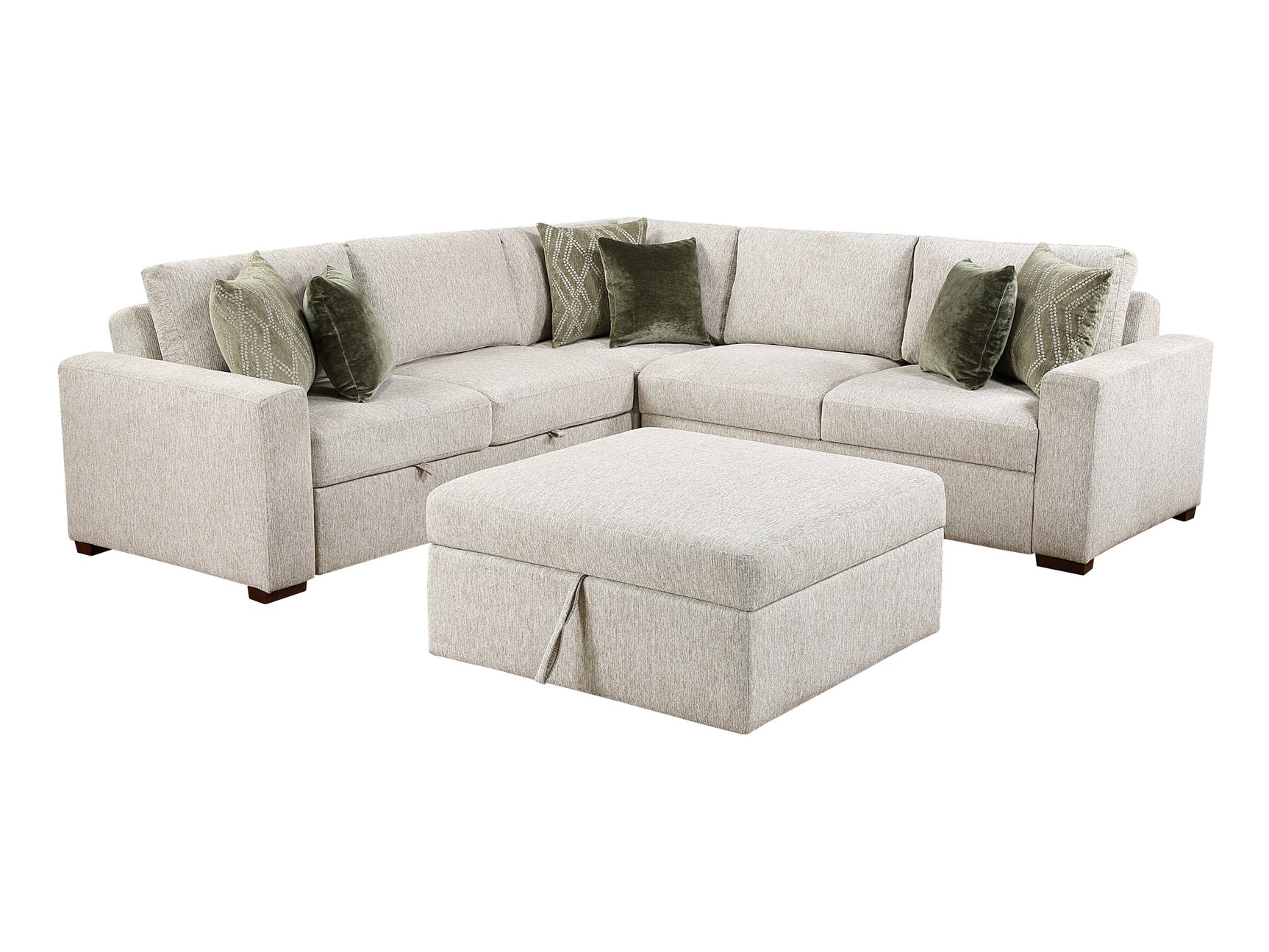 Isla Sand 4-Piece Sectional with Pull-out Bed and Ottoman - Ornate Home