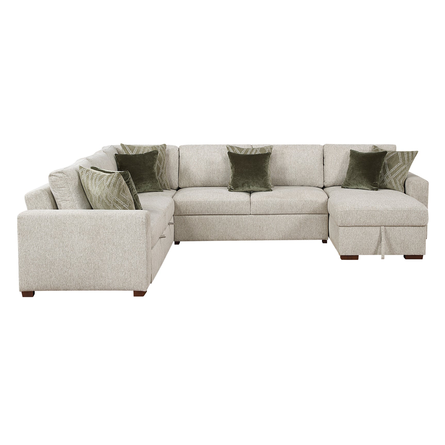 Isla Sand 4-Piece Sectional with Reversible Chaise and Pull-out Bed (2-seater) - Ornate Home