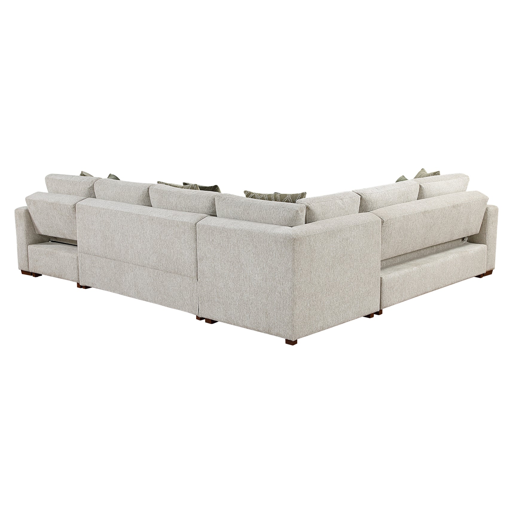 Isla Sand 4-Piece Sectional with Reversible Chaise and Pull-out Bed (2-seater) - Ornate Home