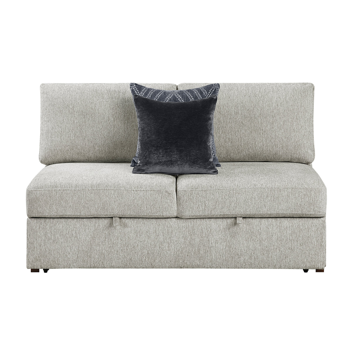Isla Silver Convertible Armless 2-Seater With Pull-out Bed And Click Motion Back