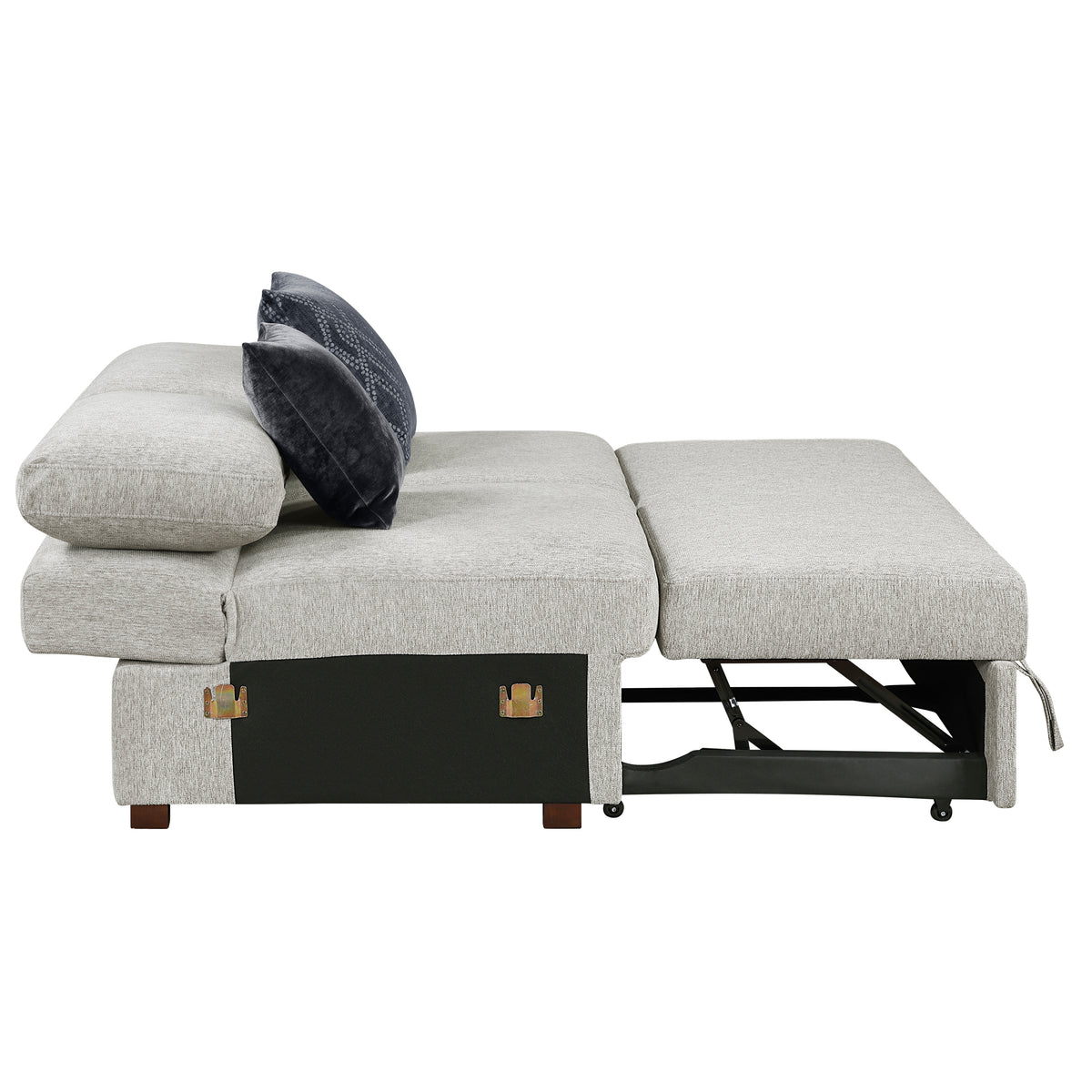 Isla Silver Convertible Armless 2-Seater With Pull-out Bed And Click Motion Back