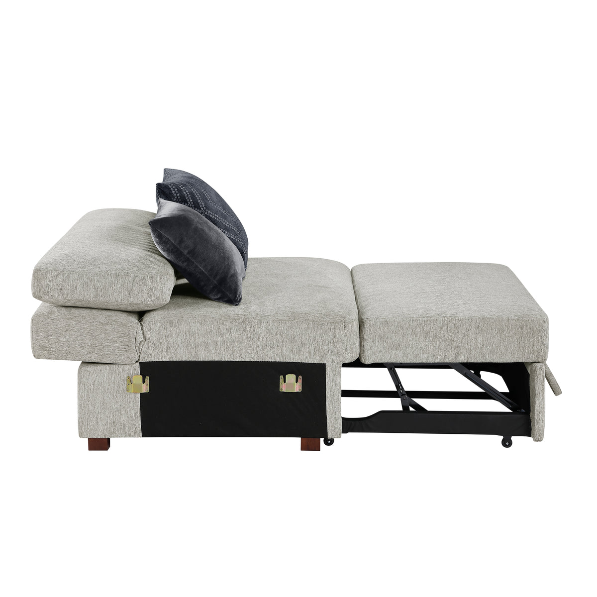 Isla Silver Convertible Armless Chair And Half With Pull-out Bed And Click Motion Back