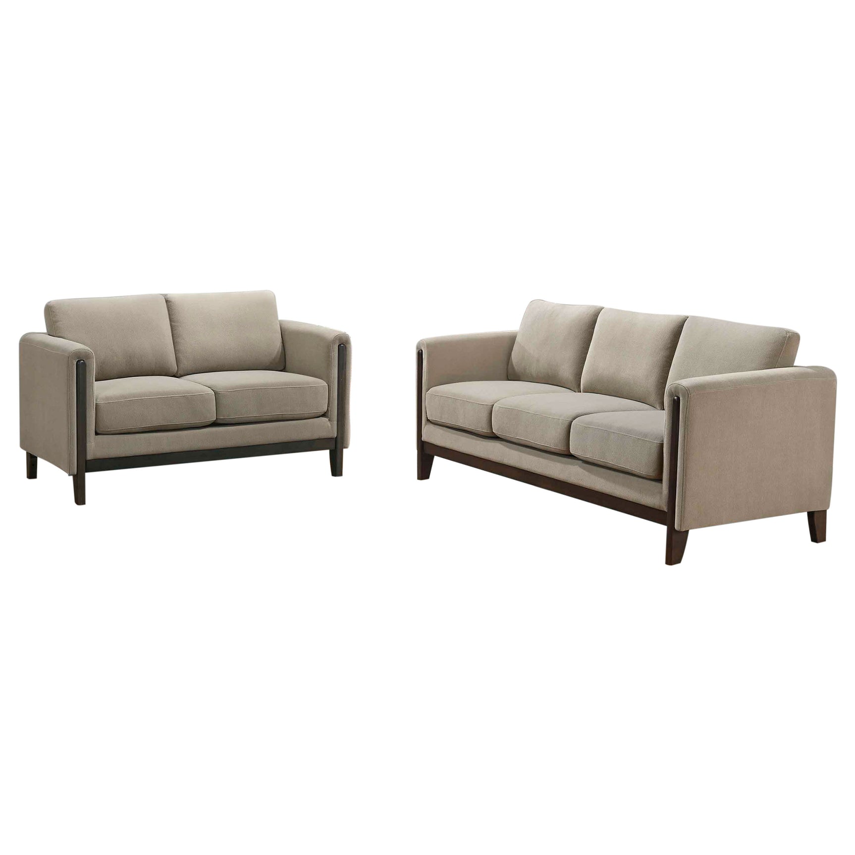Islington Taupe 2-piece Upholstered Panel Arm Sofa Set - Ornate Home