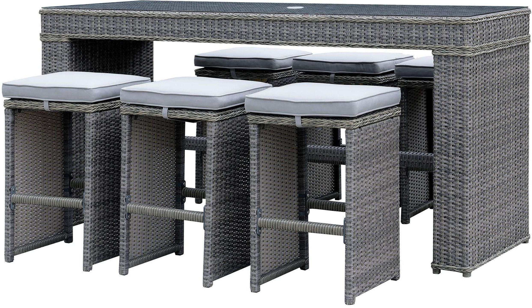 Ismay Gray 6pc Outdoor Bar Stool Set - Ornate Home