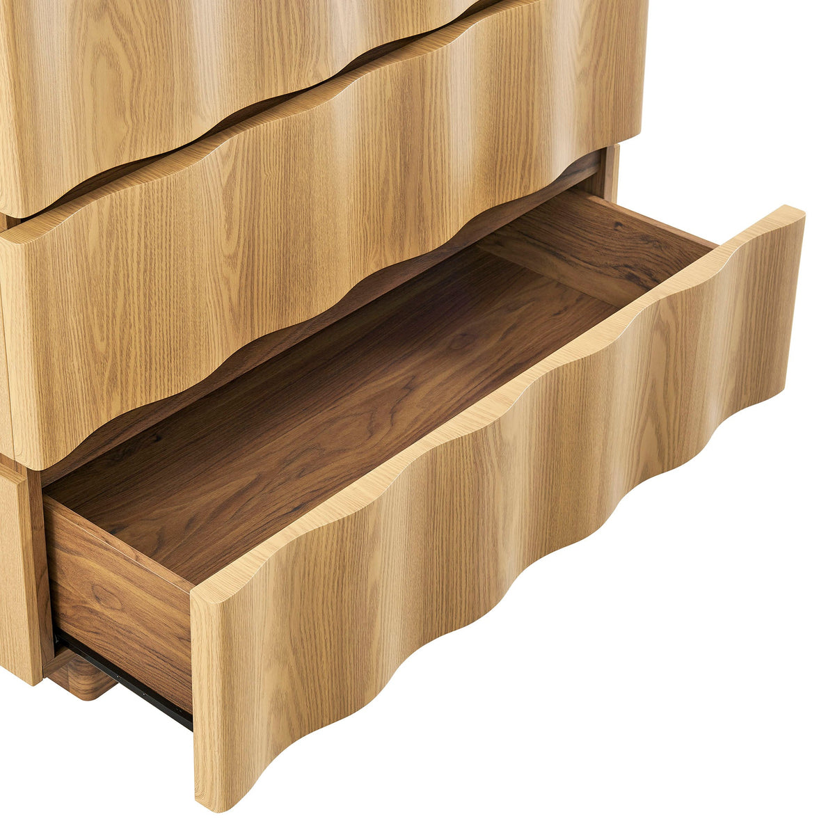 Isola Light Oak Walnut Wavy 3 Drawer Chest