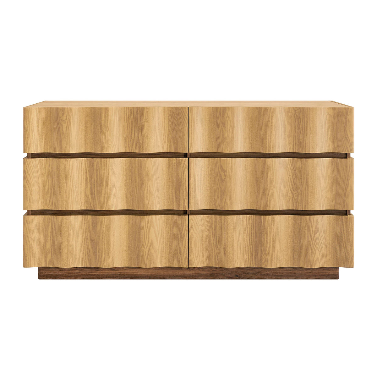 Isola Light Oak Walnut Wavy 6 Drawer Dresser