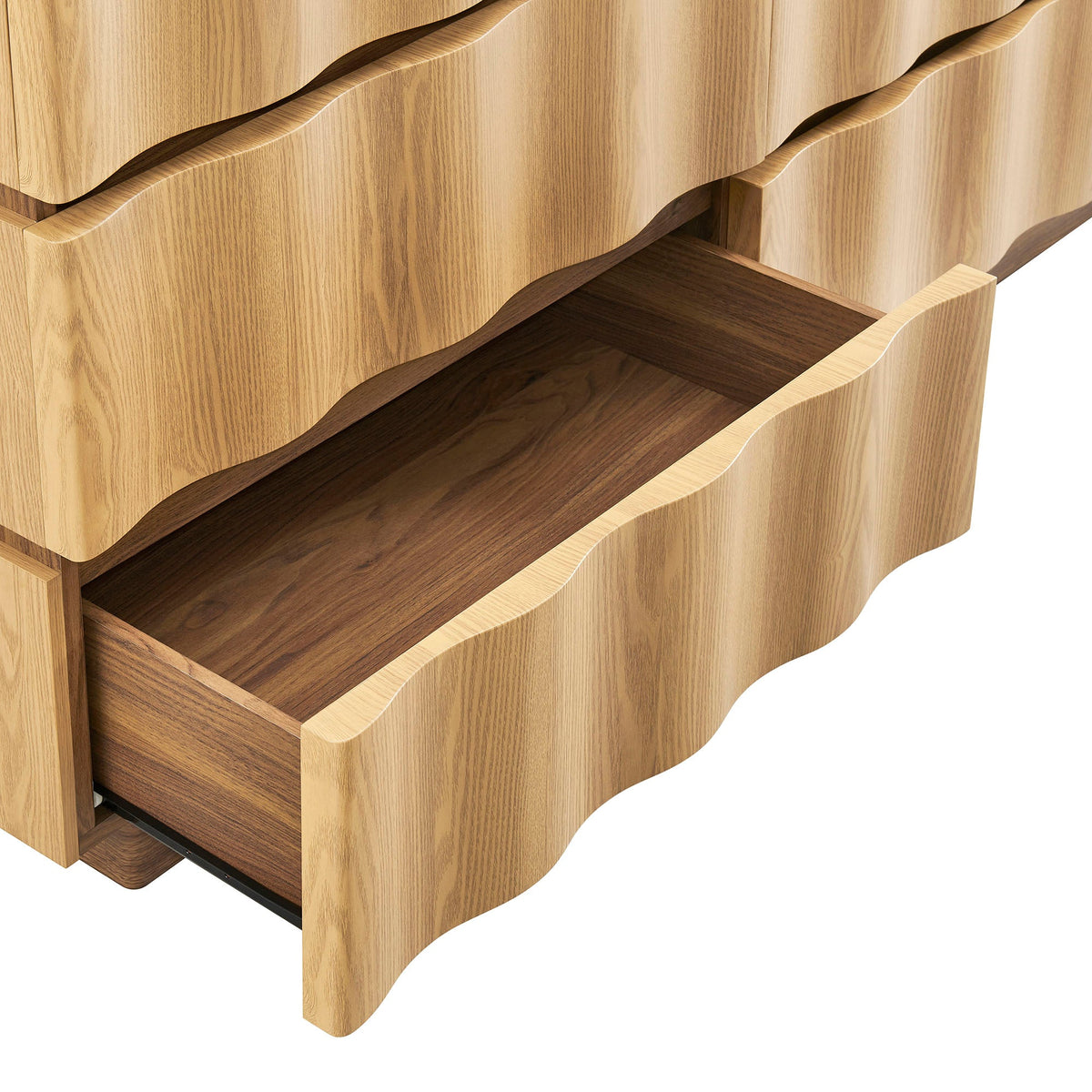 Isola Light Oak Walnut Wavy 6 Drawer Dresser