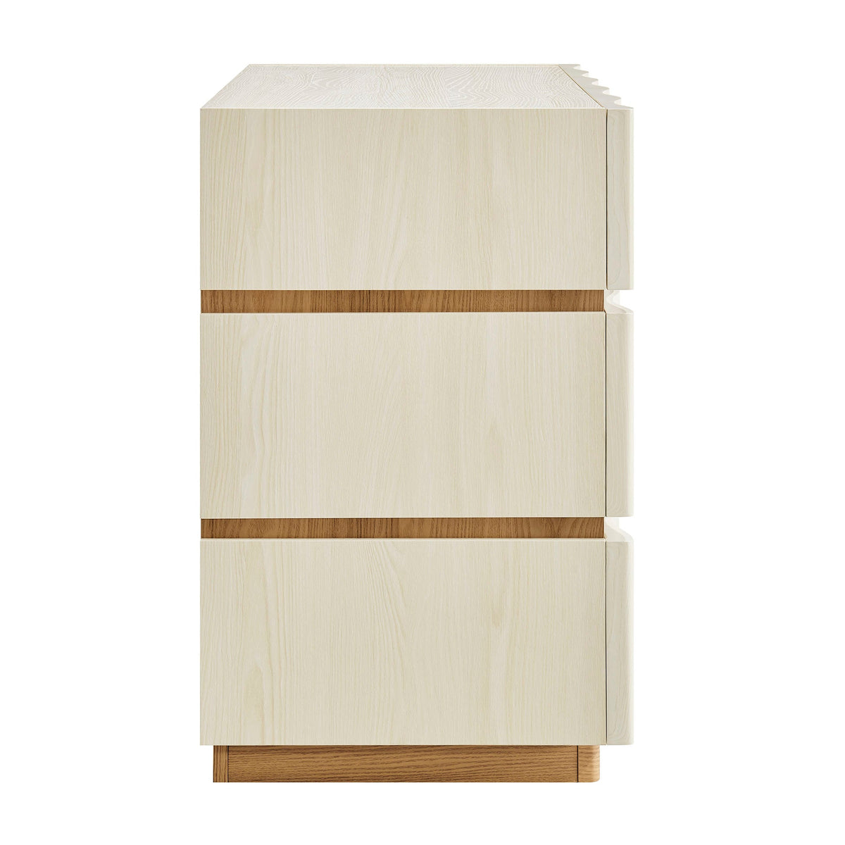 Isola White Light Oak Wavy 3 Drawer Chest
