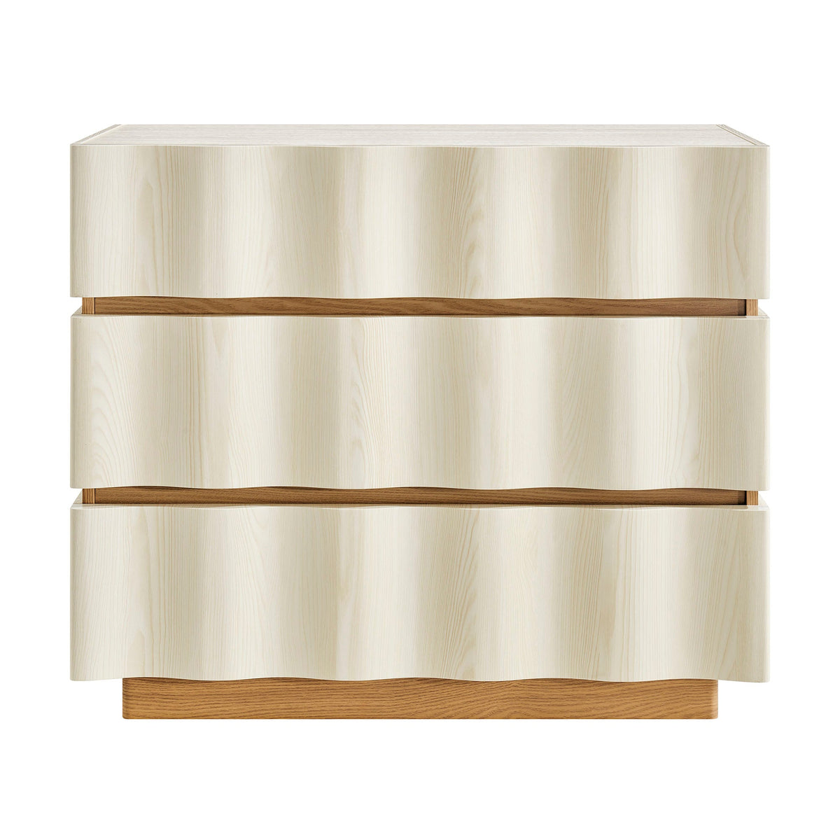 Isola White Light Oak Wavy 3 Drawer Chest