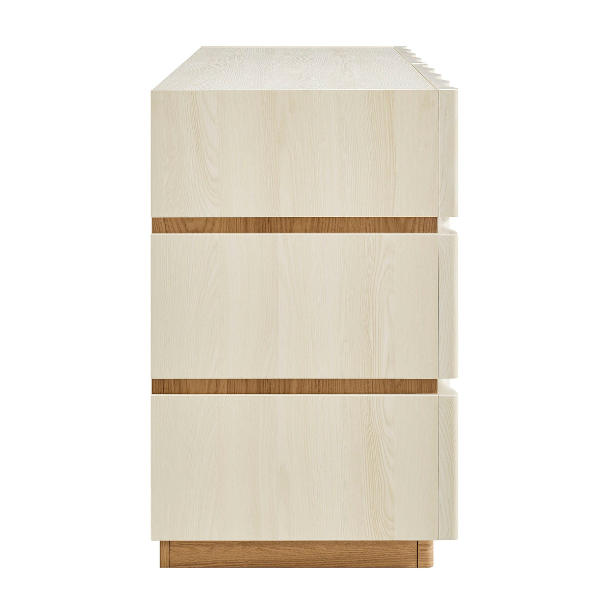 Isola White Light Oak Wavy 6 Drawer Dresser