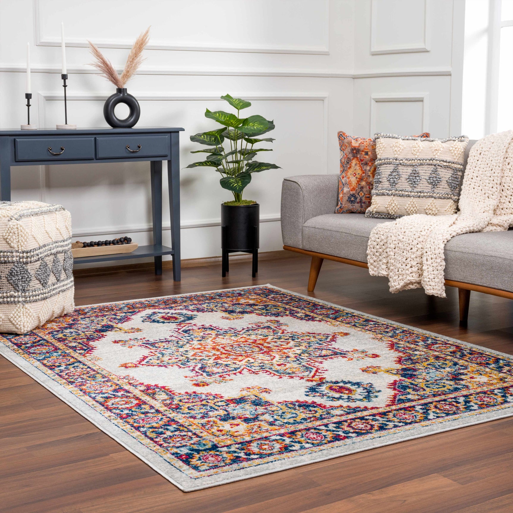 Istanbul Medallion Orange Area Rug - Clearance - Ornate Home