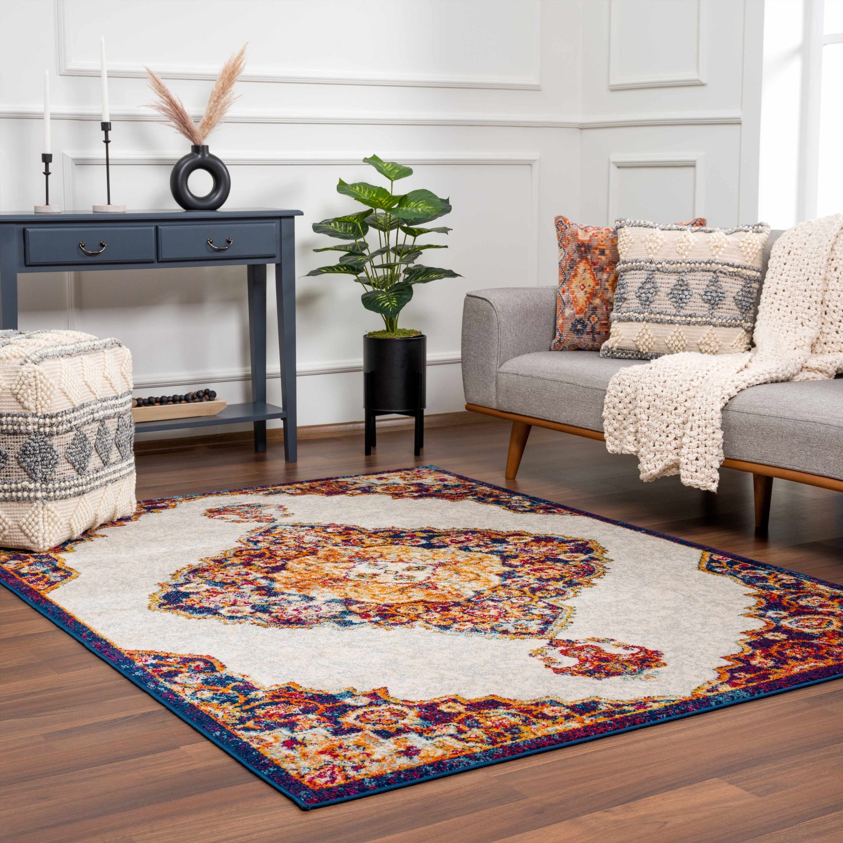 Istanbul Orange Area Rug - Clearance - Ornate Home