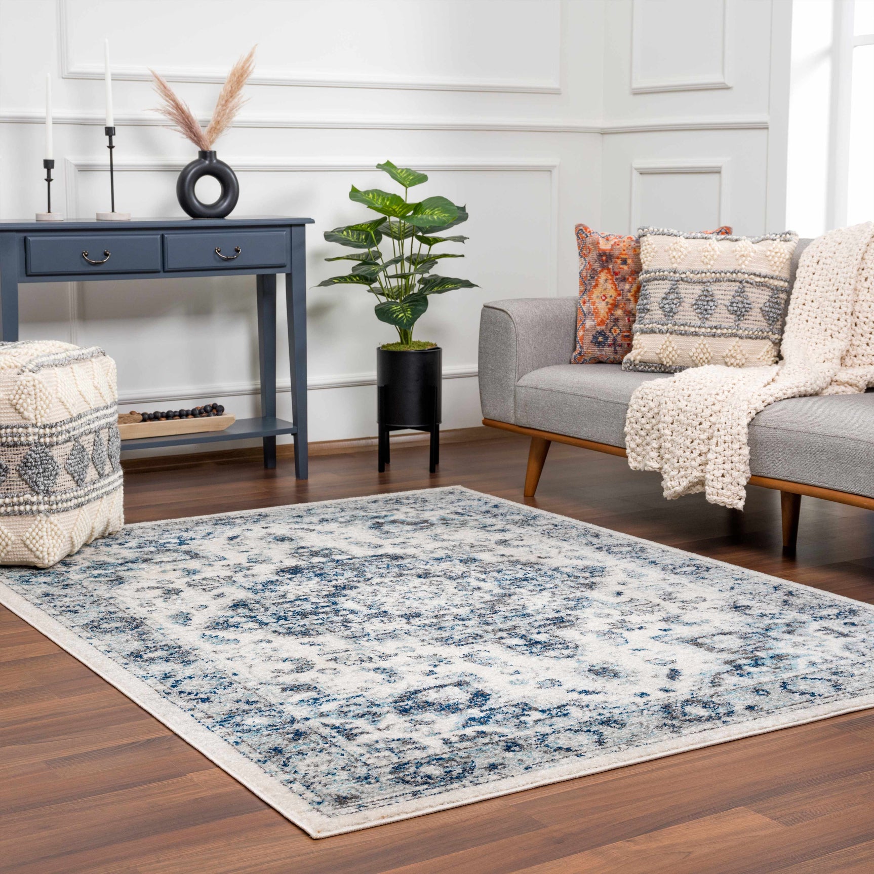 Istanbullu Blue Area Rug - Clearance - Ornate Home