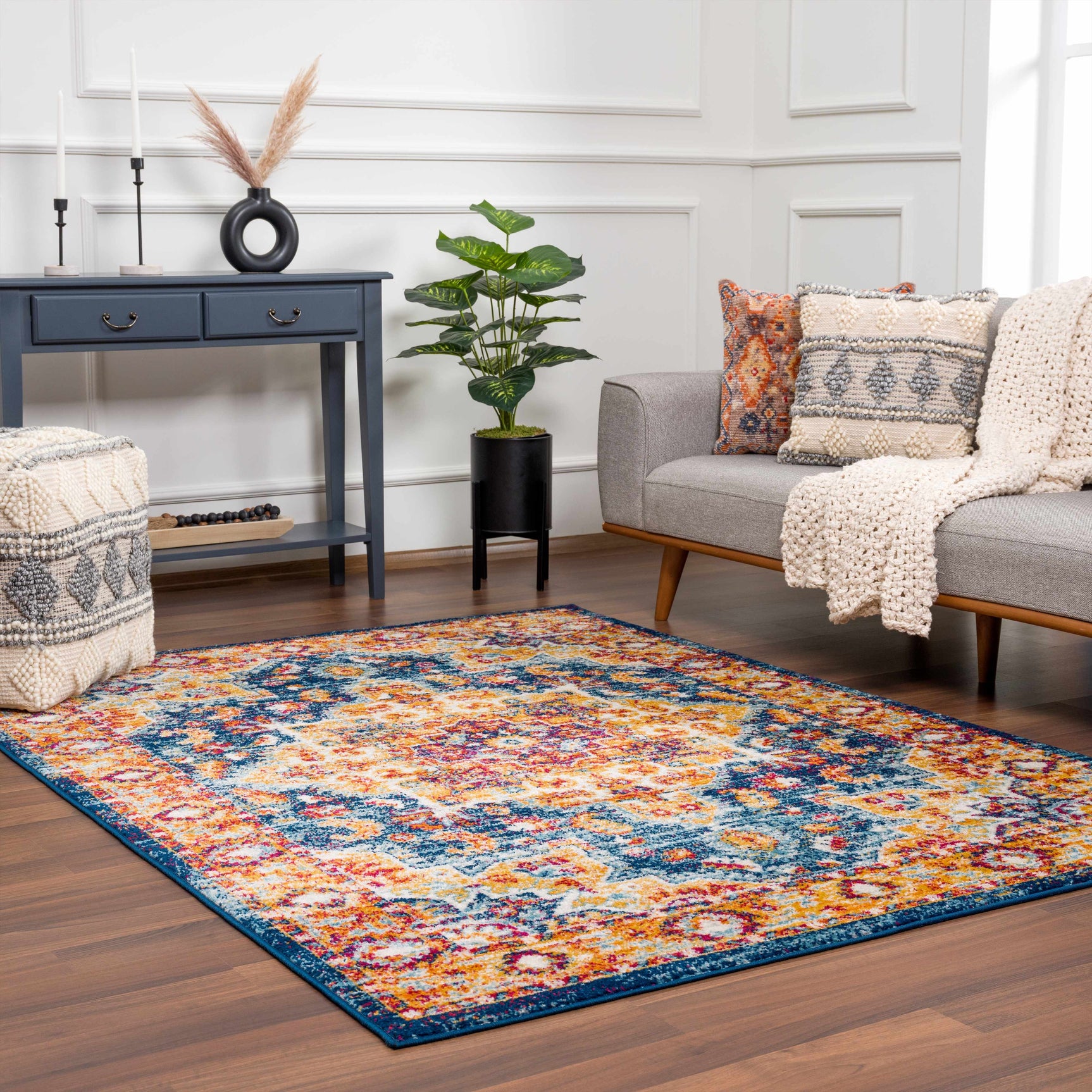 Istanbullu Orange Area Rug - Clearance - Ornate Home