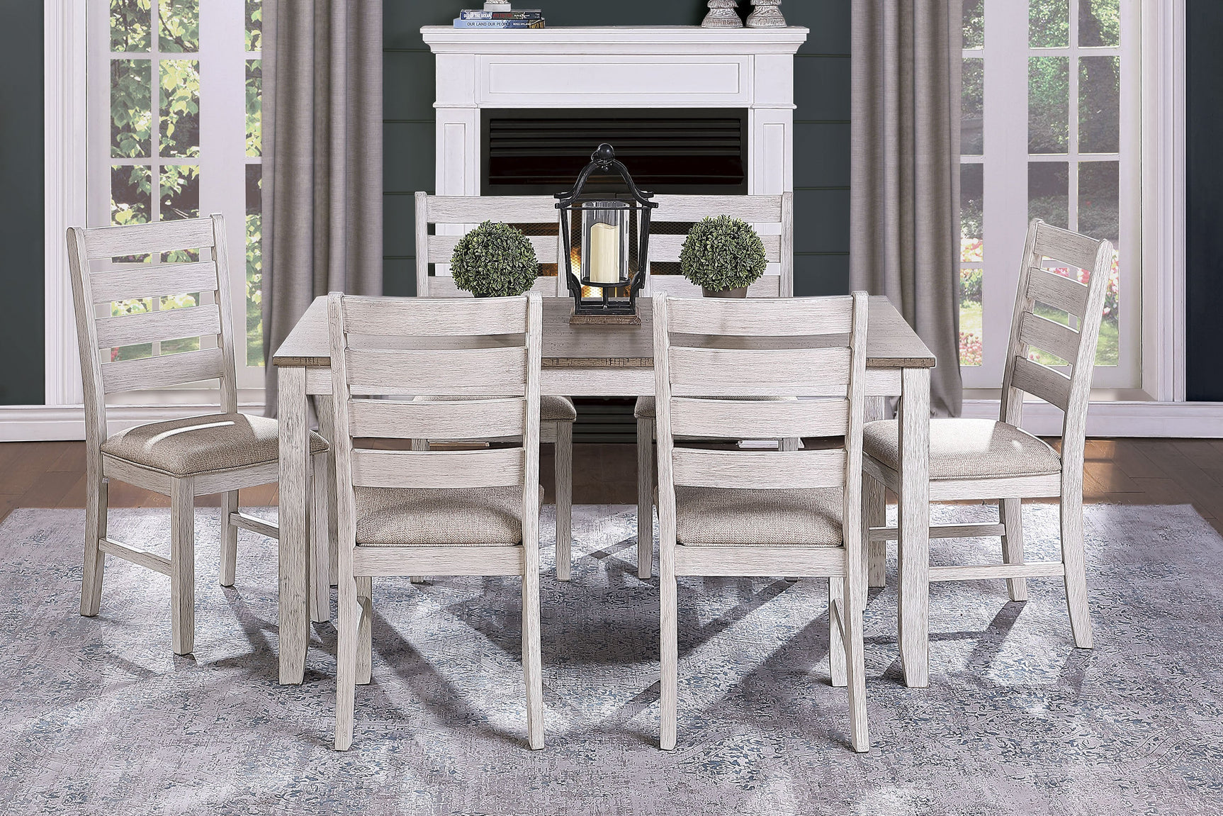 Ithaca Grayish White/Brown Side Chair (Set of 2) - Ornate Home