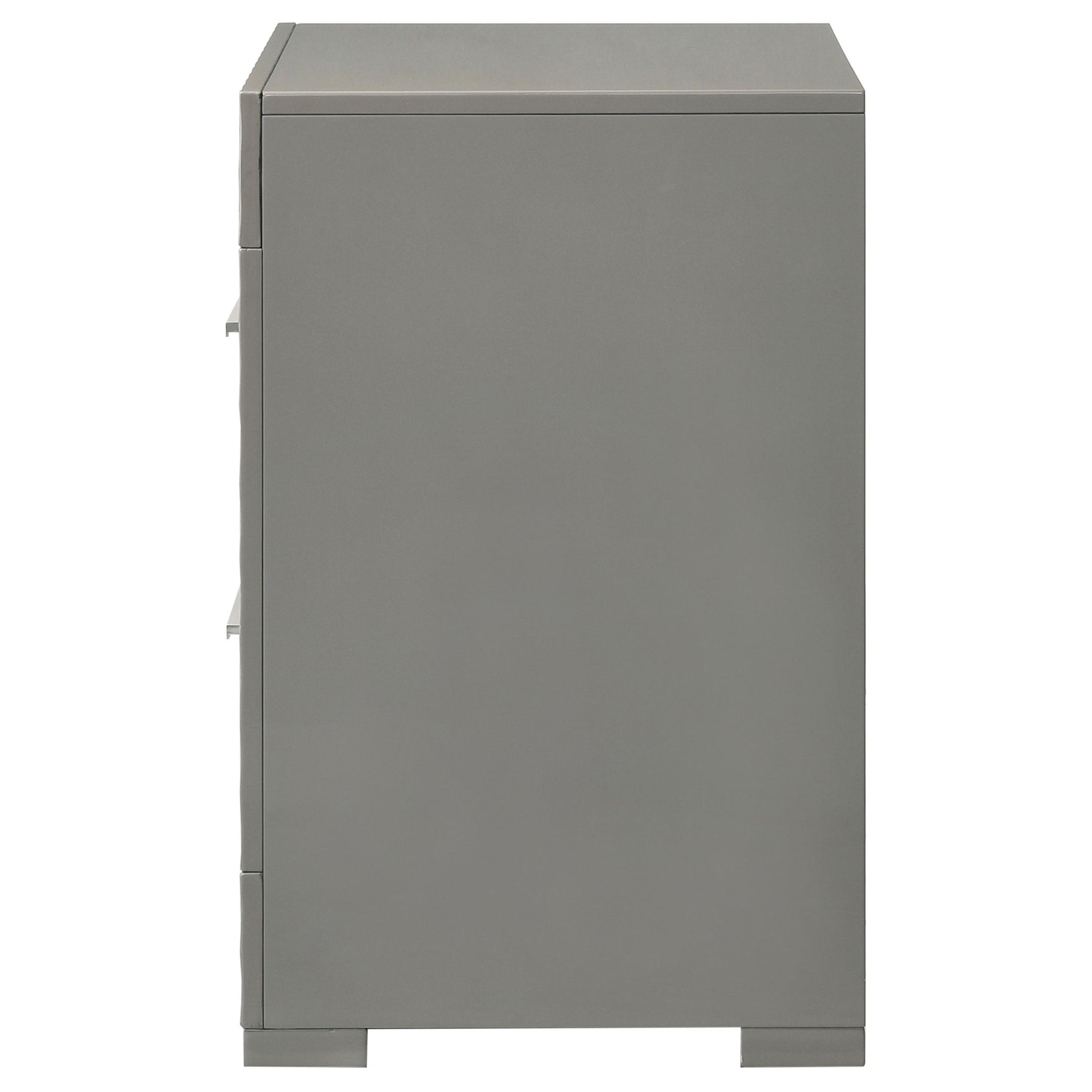 Ives Grey High Gloss Nightstand - Ornate Home