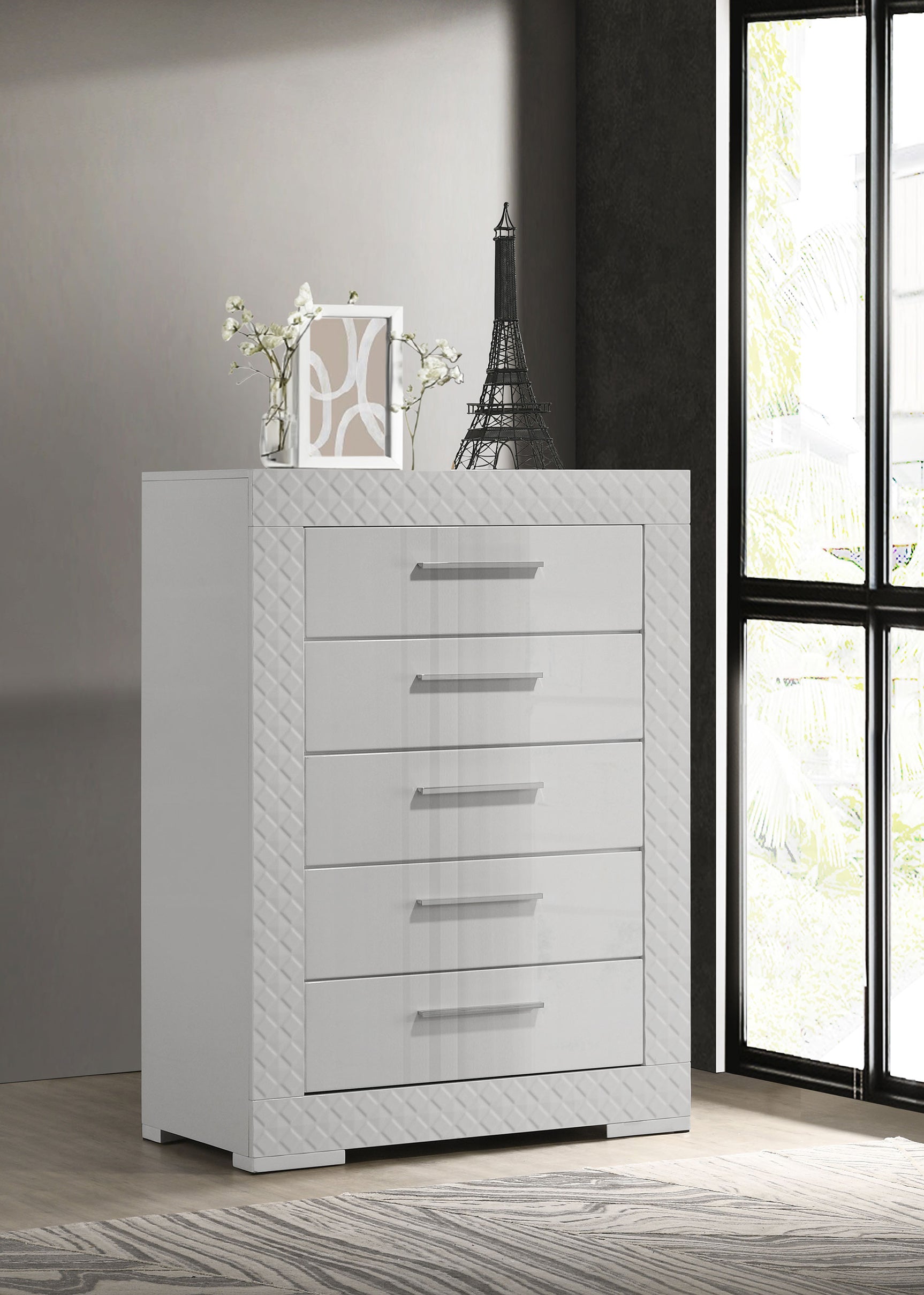 Ives White High Gloss Chest - Ornate Home