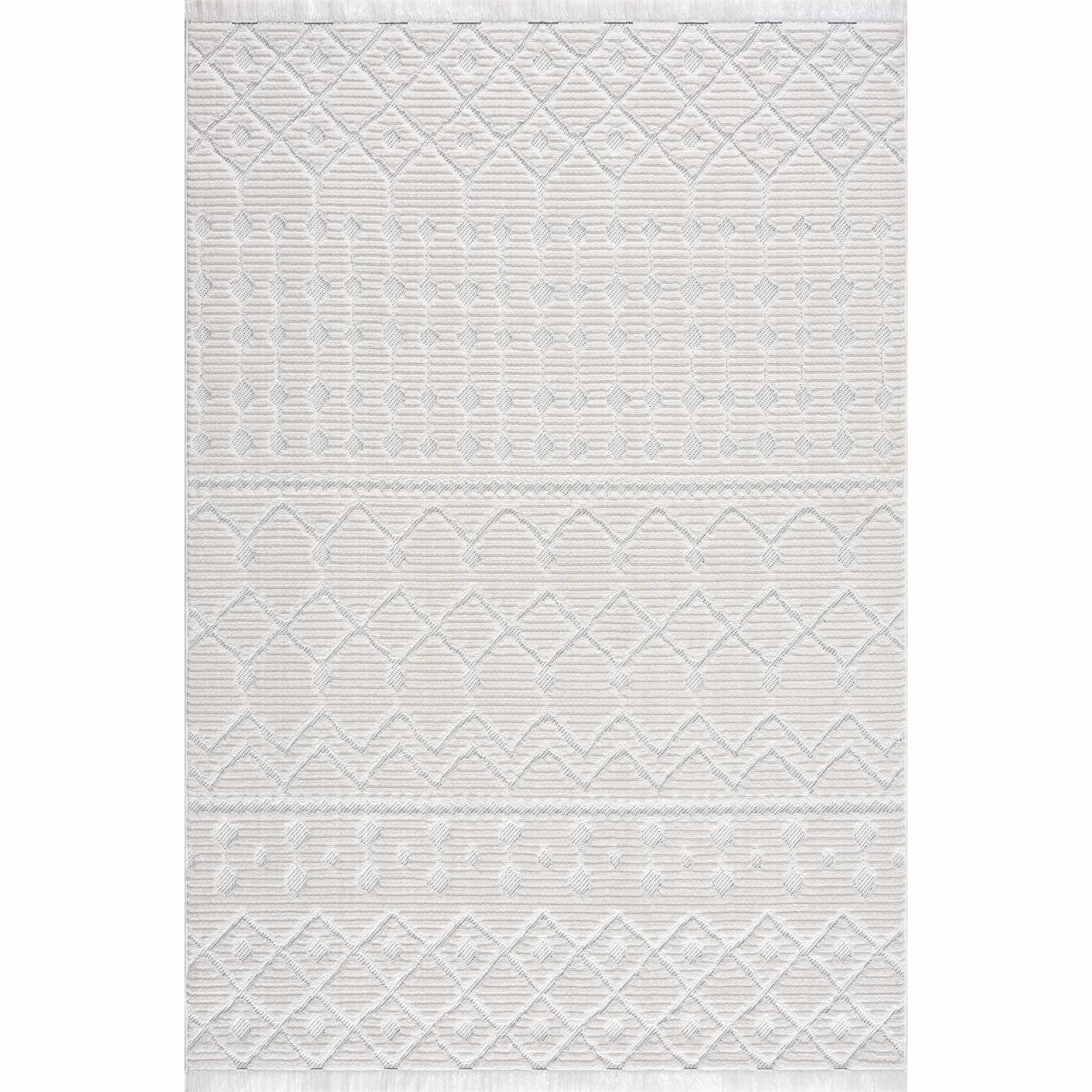 Ivory Beil 3D Fringe Area Rug - Clearance - Ornate Home