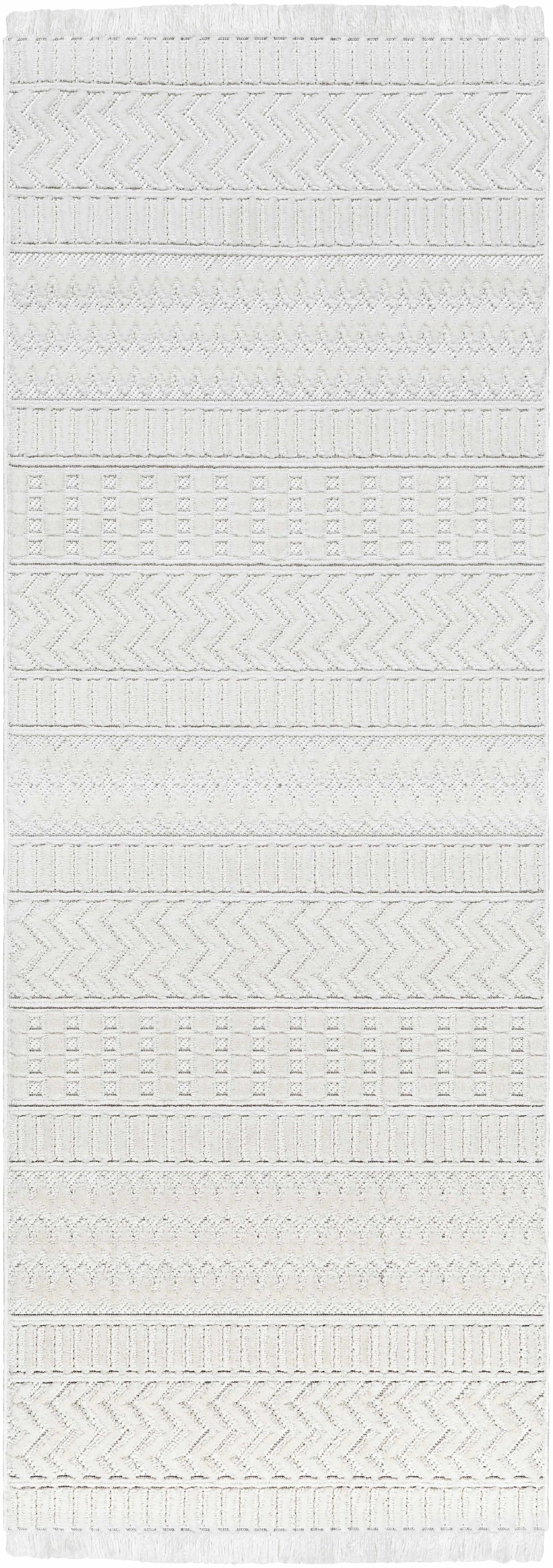 Ivory Cira Textured Trellis Fringe Area Rug - Clearance - Ornate Home