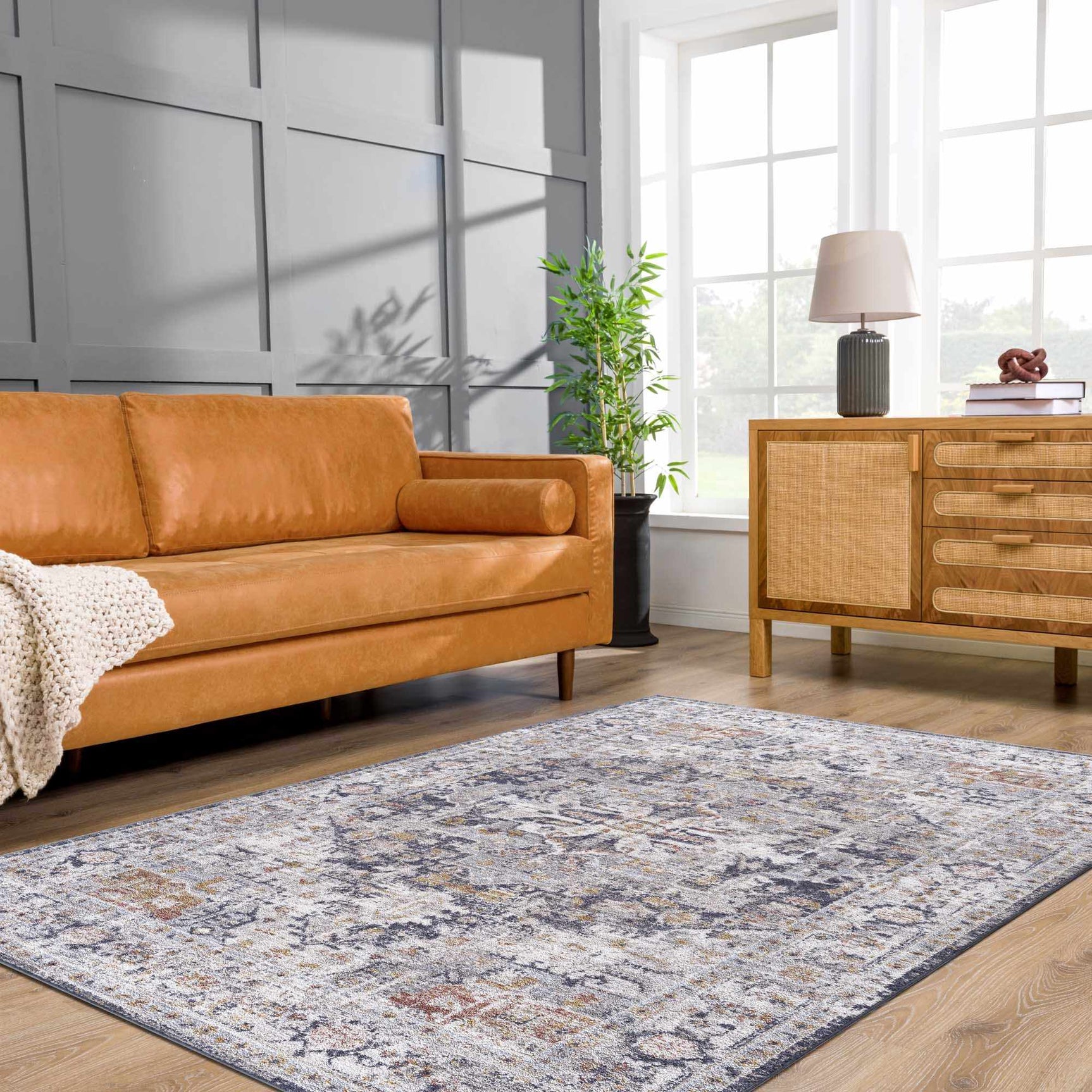 Ivria Navy & Rust Area Rug - Ornate Home