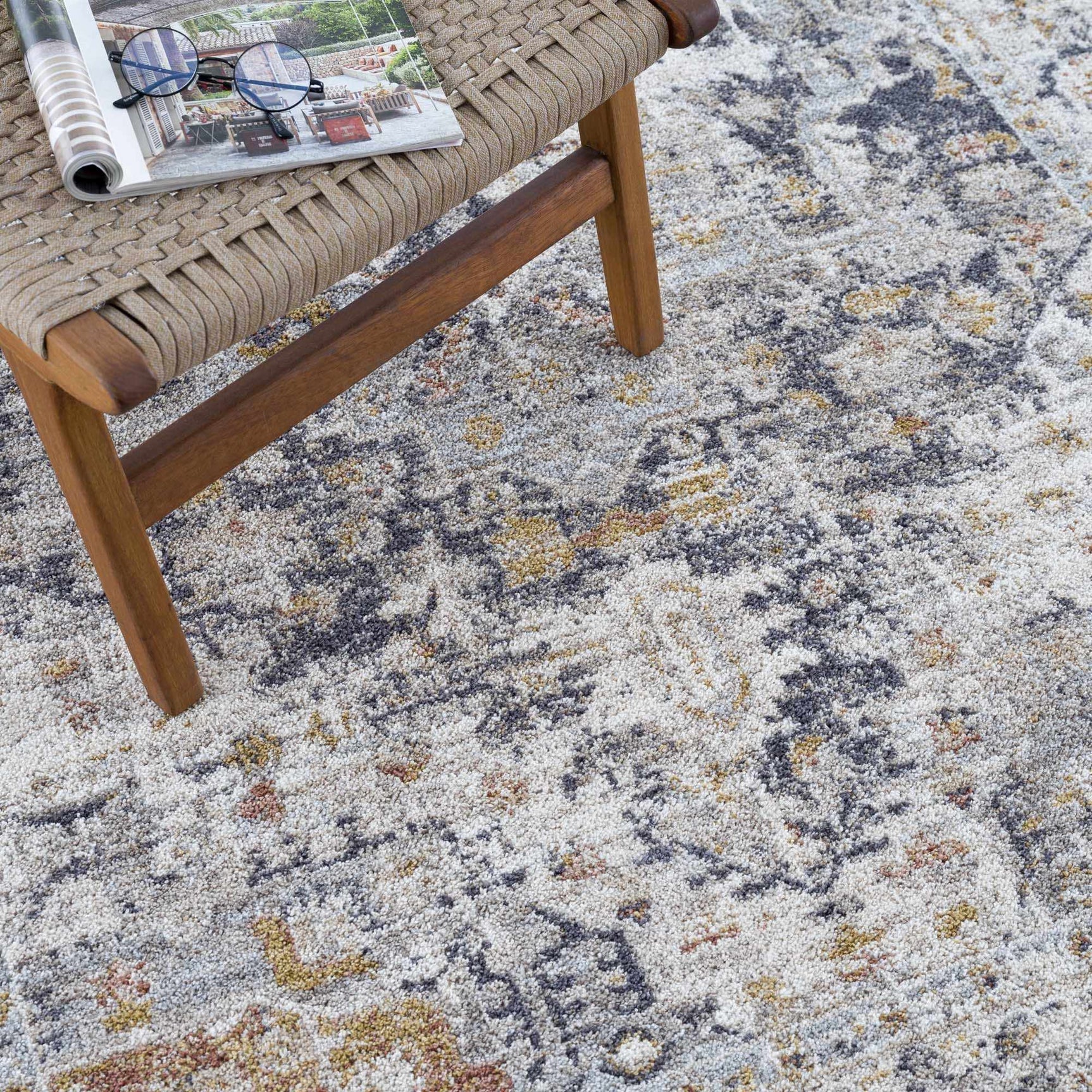 Ivria Navy & Rust Area Rug - Ornate Home