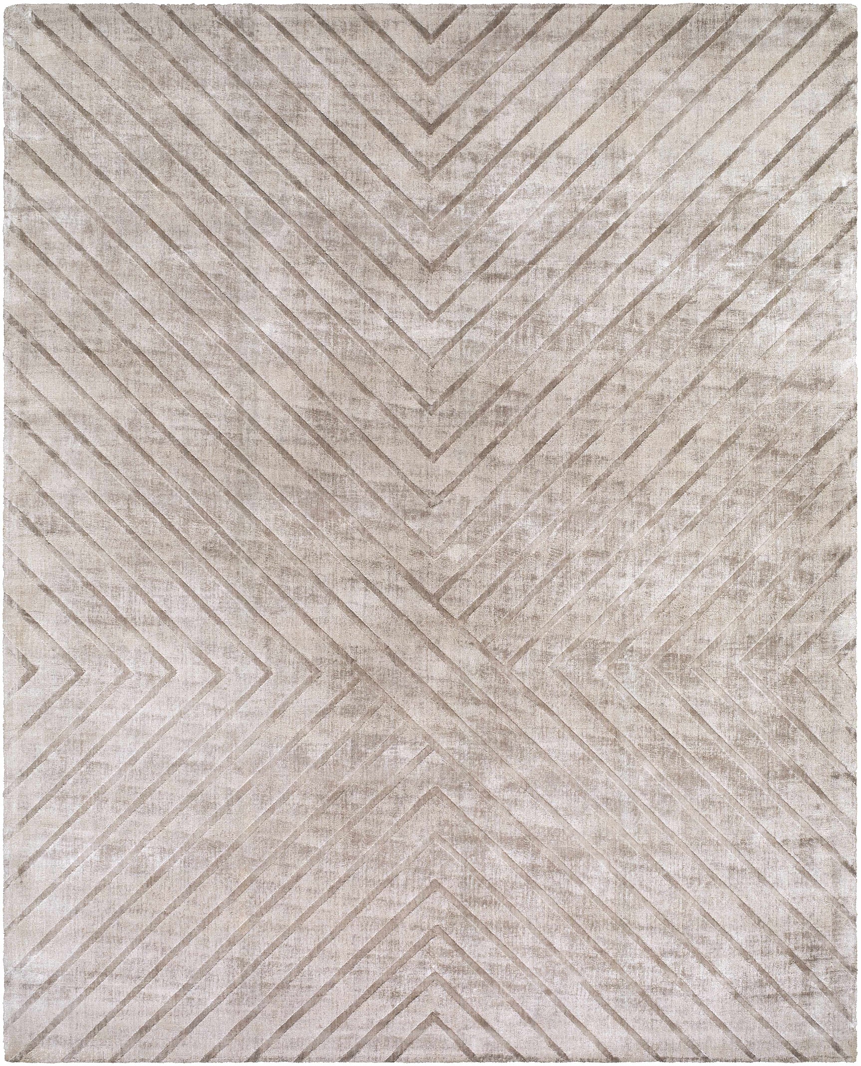 Tavran Taupe Subtle Linear Texture Cottage Farmhouse Viscose Handmade Area Rug - Clearance